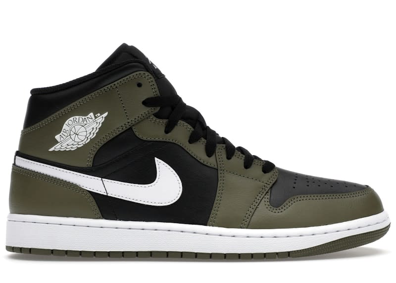 SP5098 Jordan 1 Mid Black White Olive