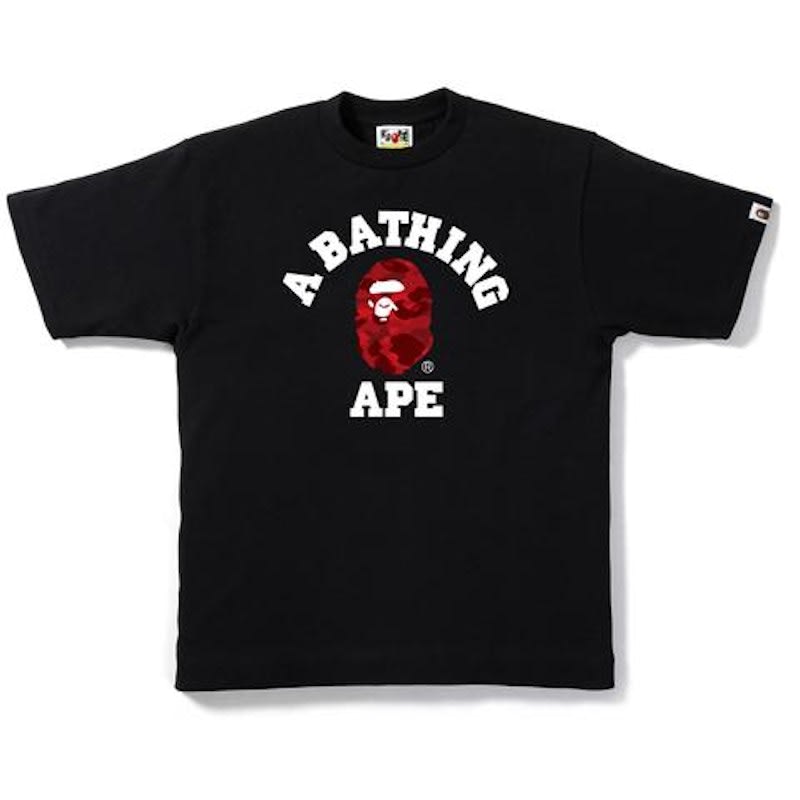 SP13987 BAPE Color Camo College Tee Black/Red