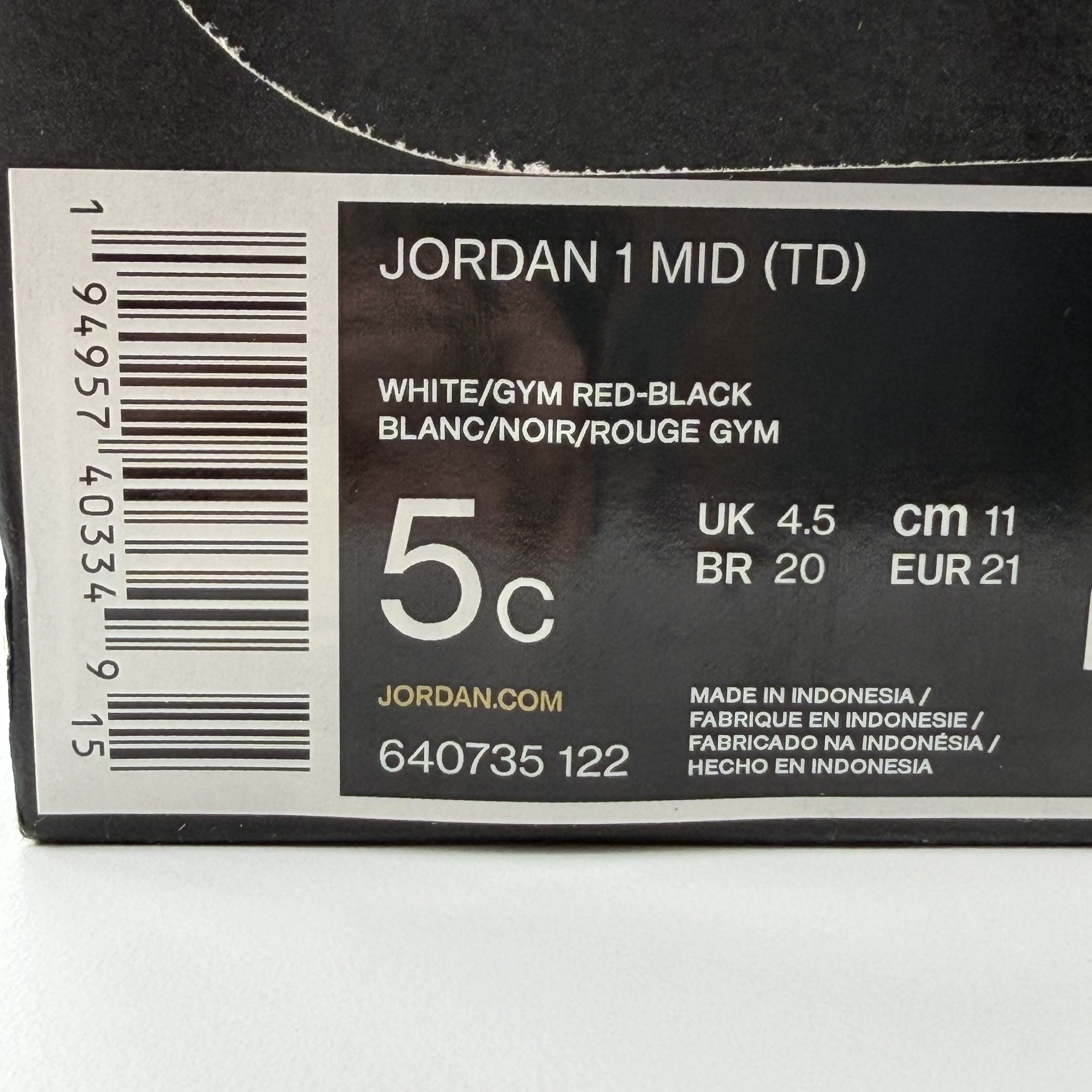 281794 Air Jordan 1 Mid TD 'Black Gym Red'