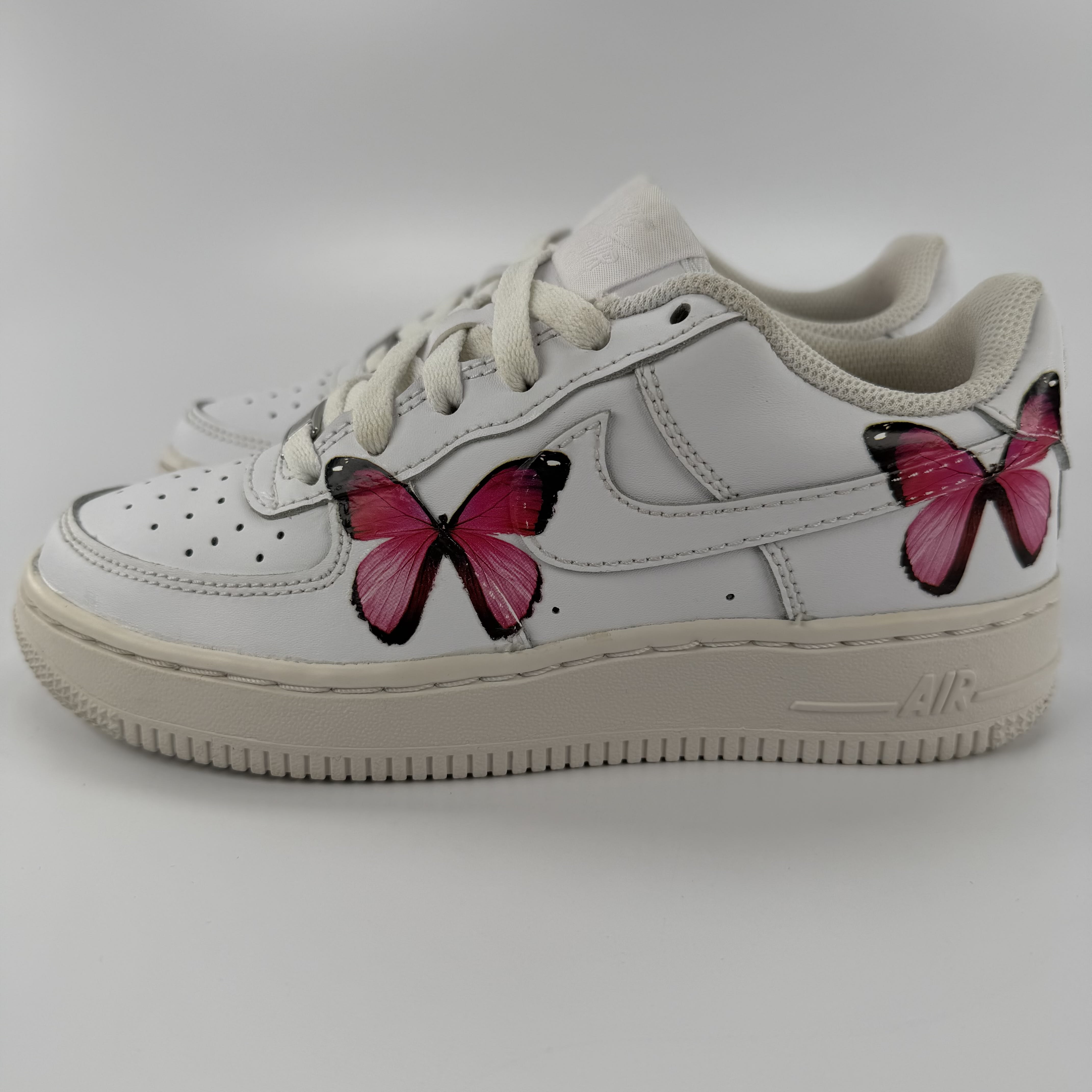 644685 Custom Nike Air Force 1 Low LE Triple White (GS) 'Butterfly'