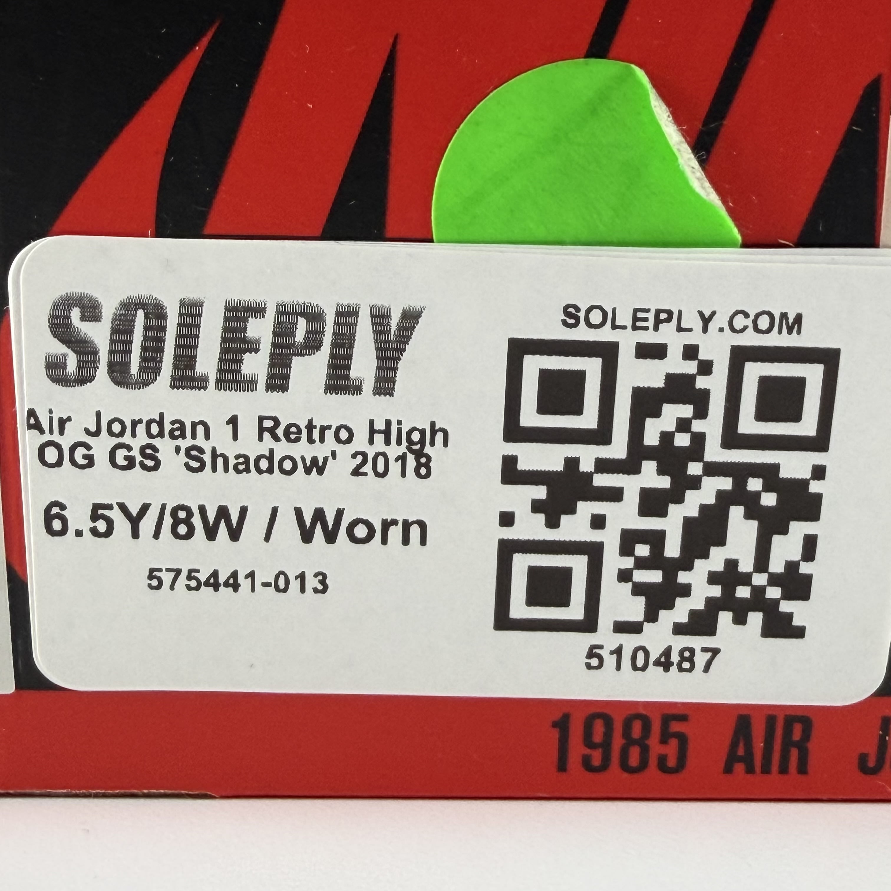 510487 Air Jordan 1 Retro High OG GS 'Shadow' 2018