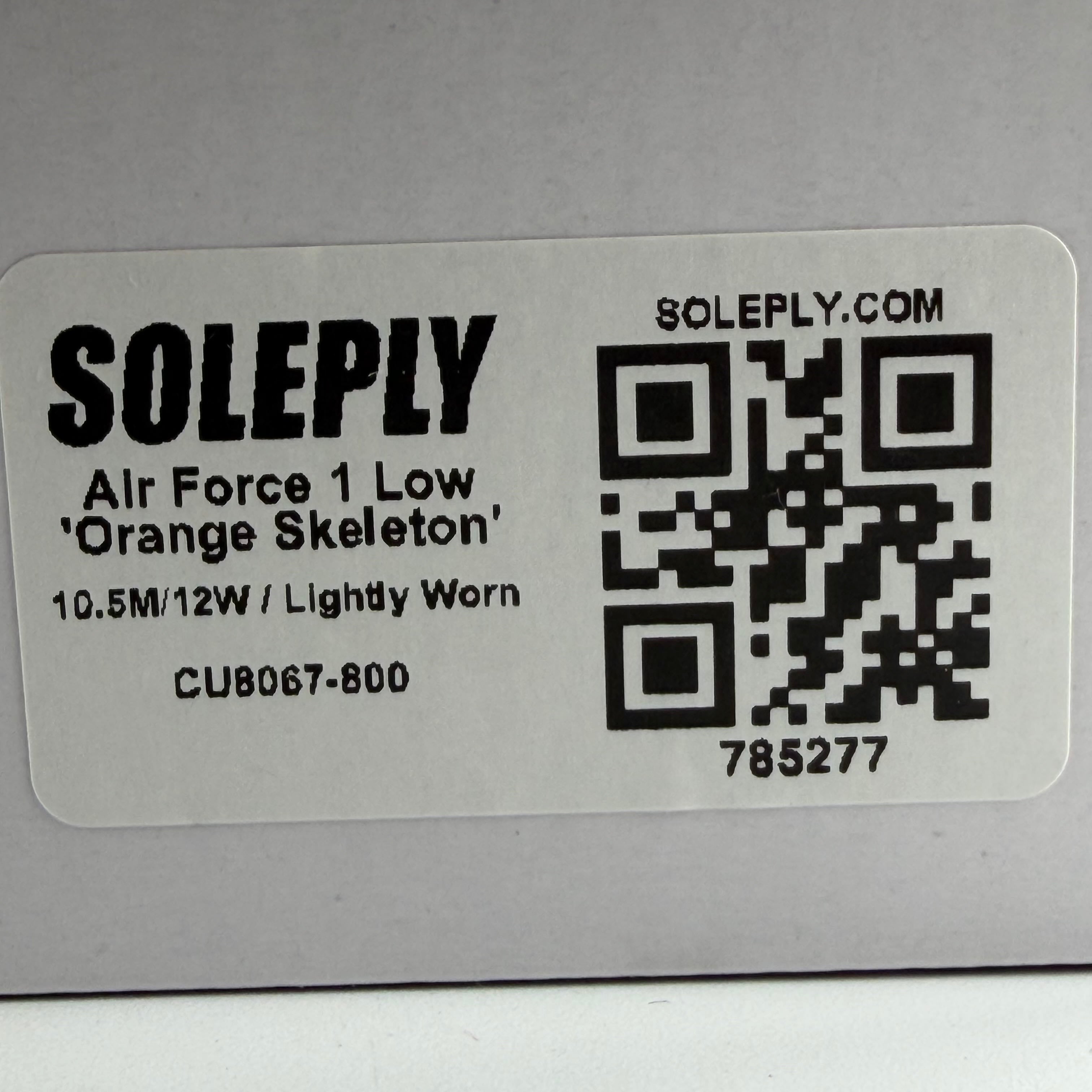 785277 Air Force 1 Low 'Orange Skeleton'