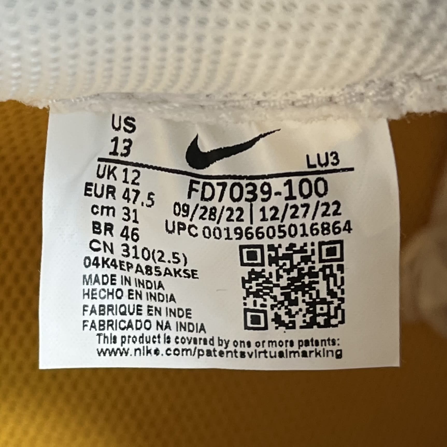 272877 Nike Air Force 1 Low Color Of The Month White University Gold