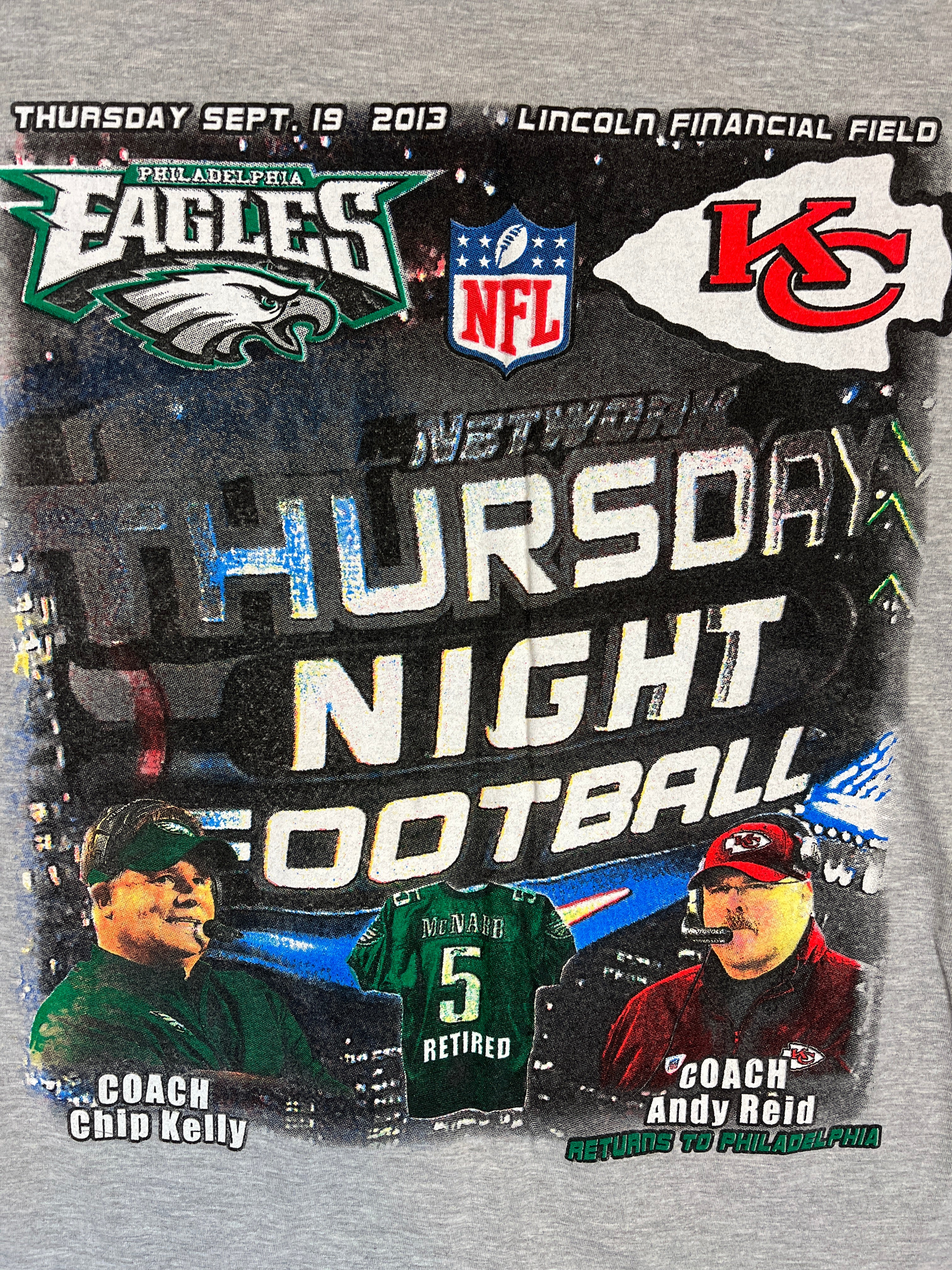 435518 (2013) Eagles vs Chiefs McNabb Retirement Night Parking Lot T-Shirt