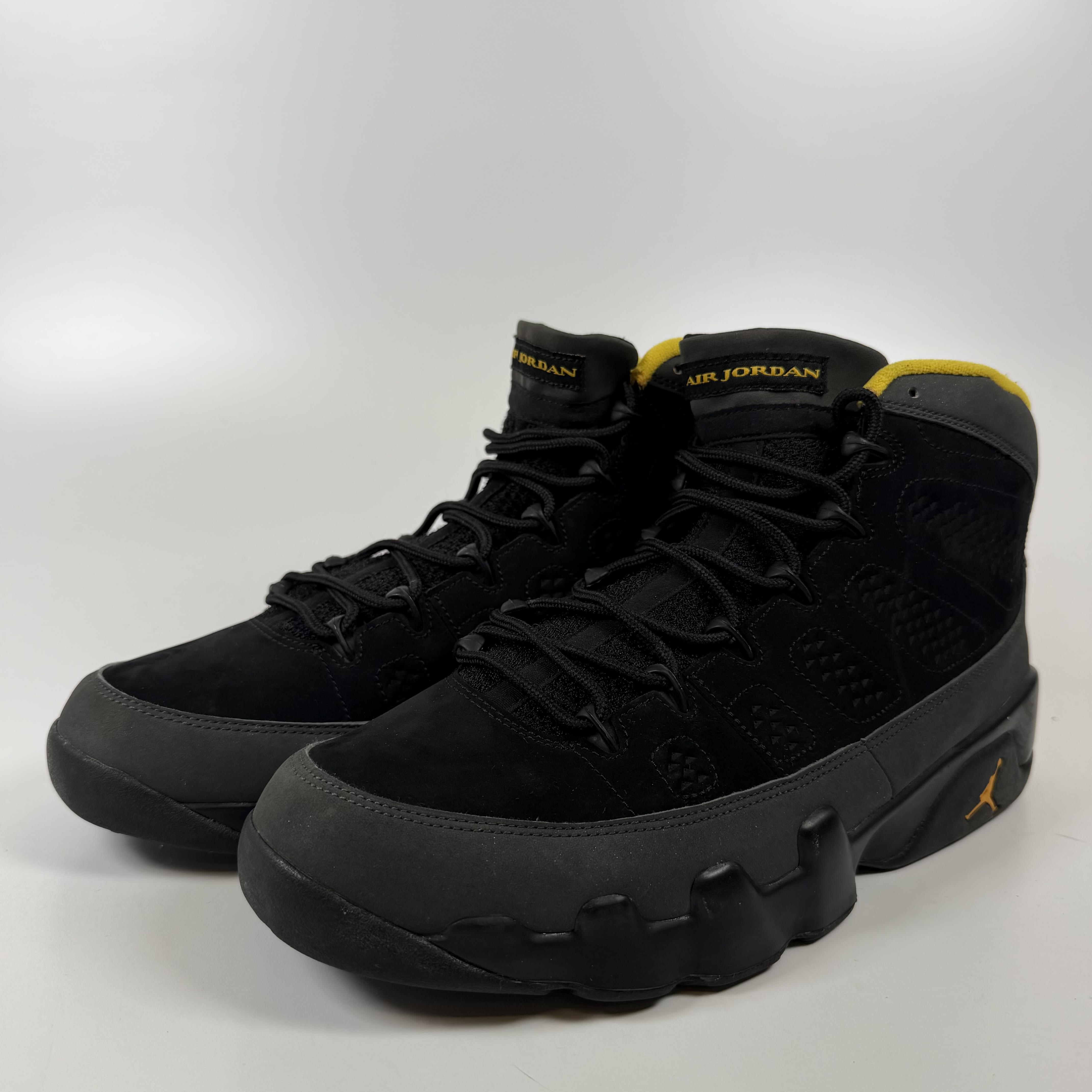 SP7720 Jordan 9 Retro Dark Charcoal University Gold