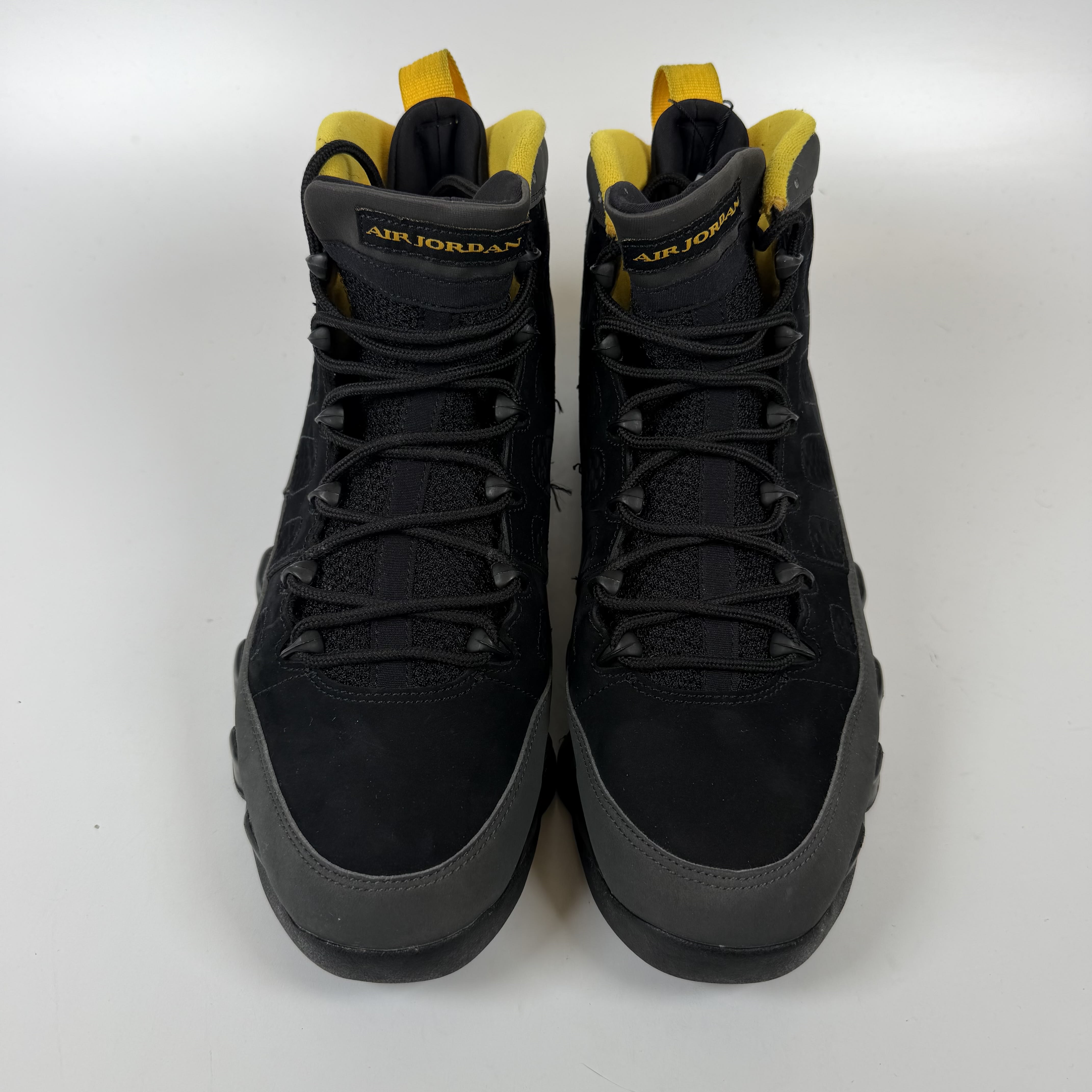SP7720 Jordan 9 Retro Dark Charcoal University Gold