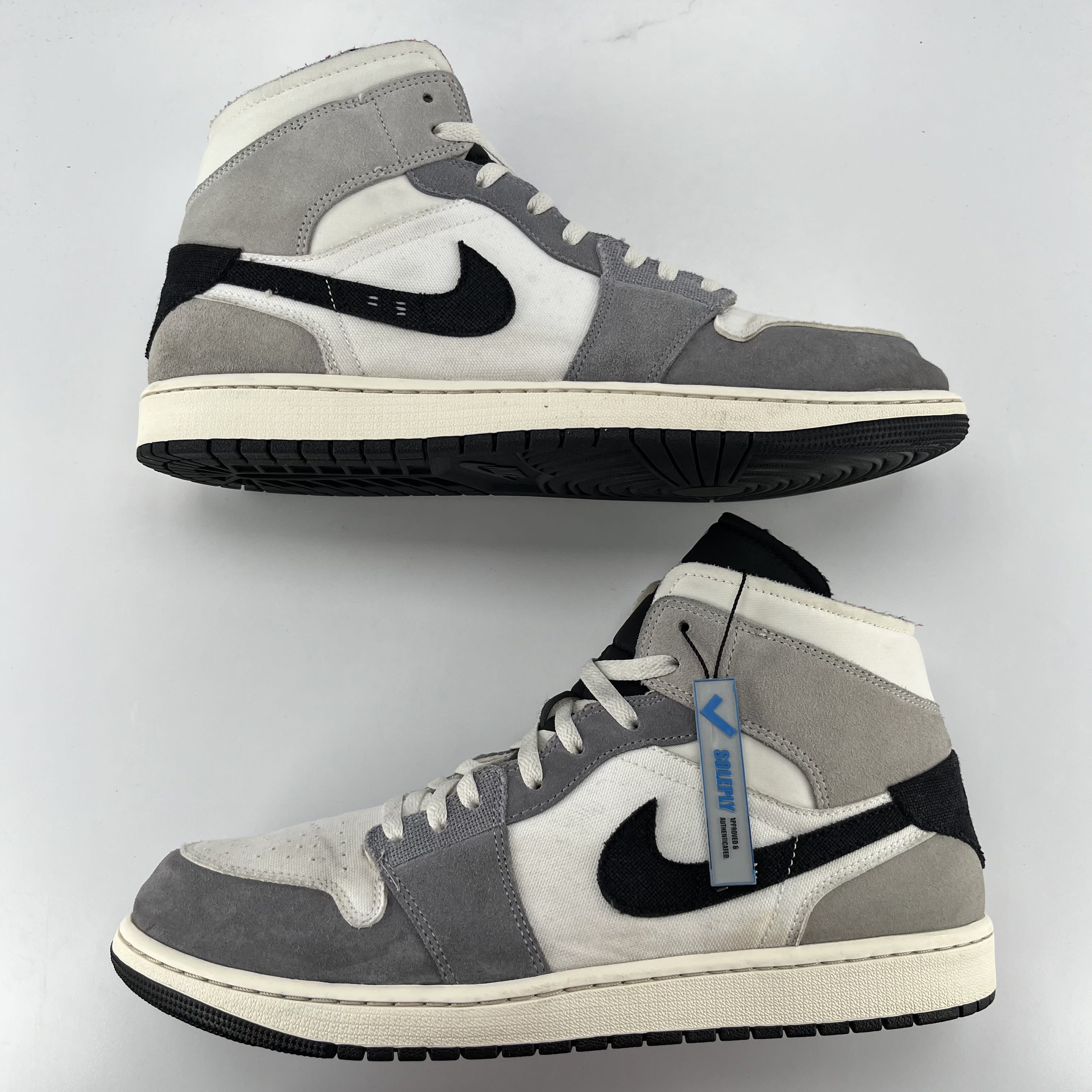 691541 Jordan 1 Mid SE Craft White Cement Grey Black