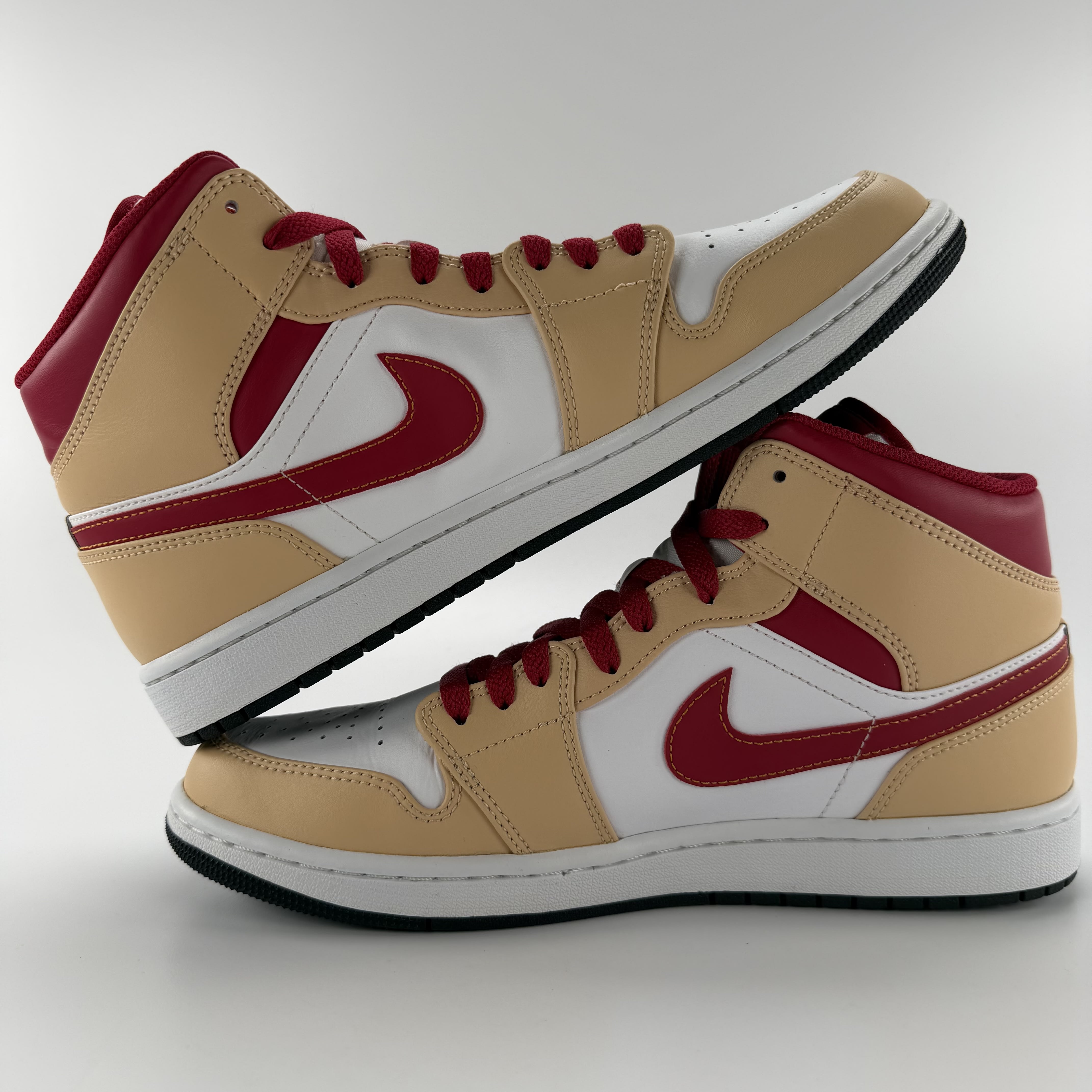 519731 Jordan 1 Mid Light Curry Cardinal