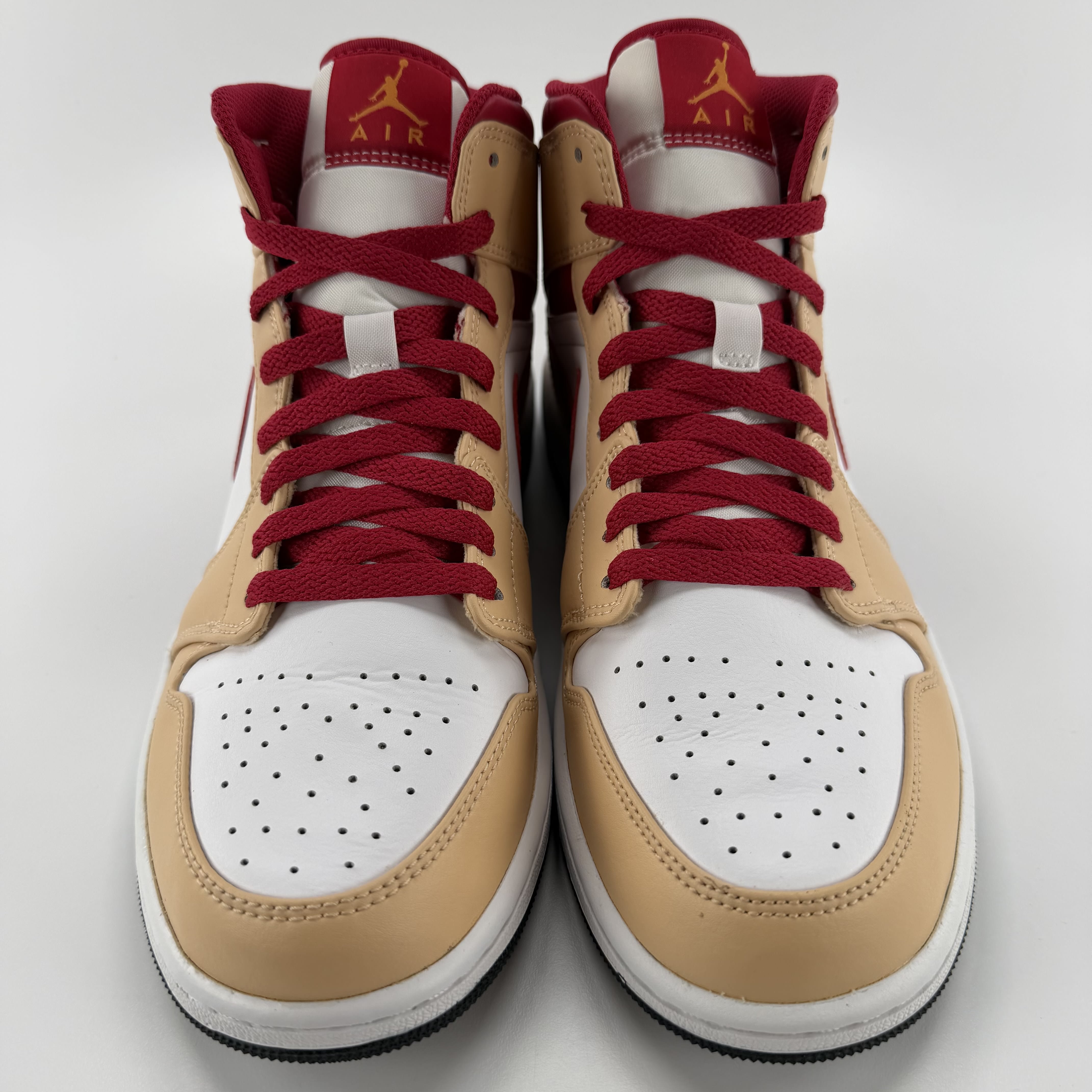 519731 Jordan 1 Mid Light Curry Cardinal