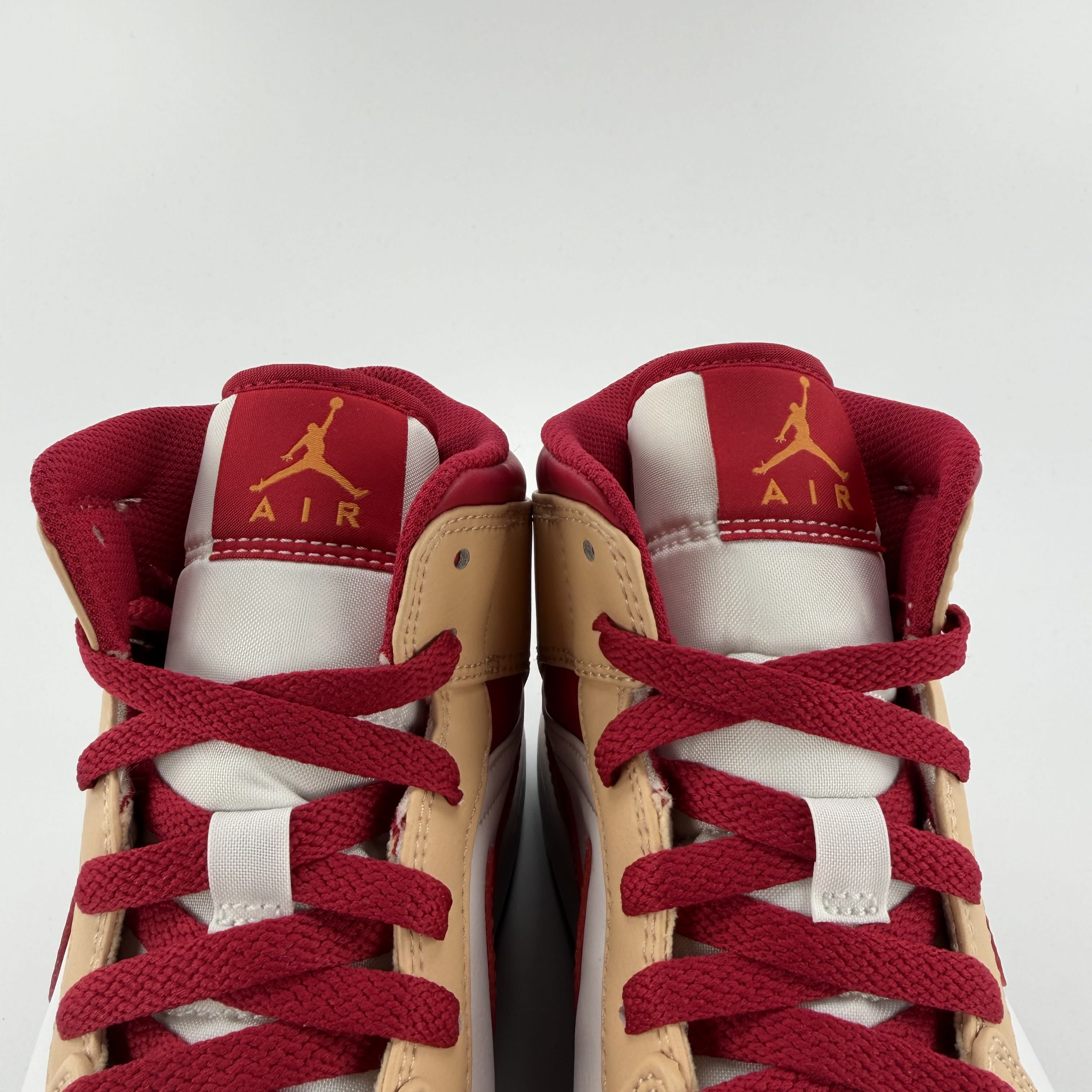 519731 Jordan 1 Mid Light Curry Cardinal
