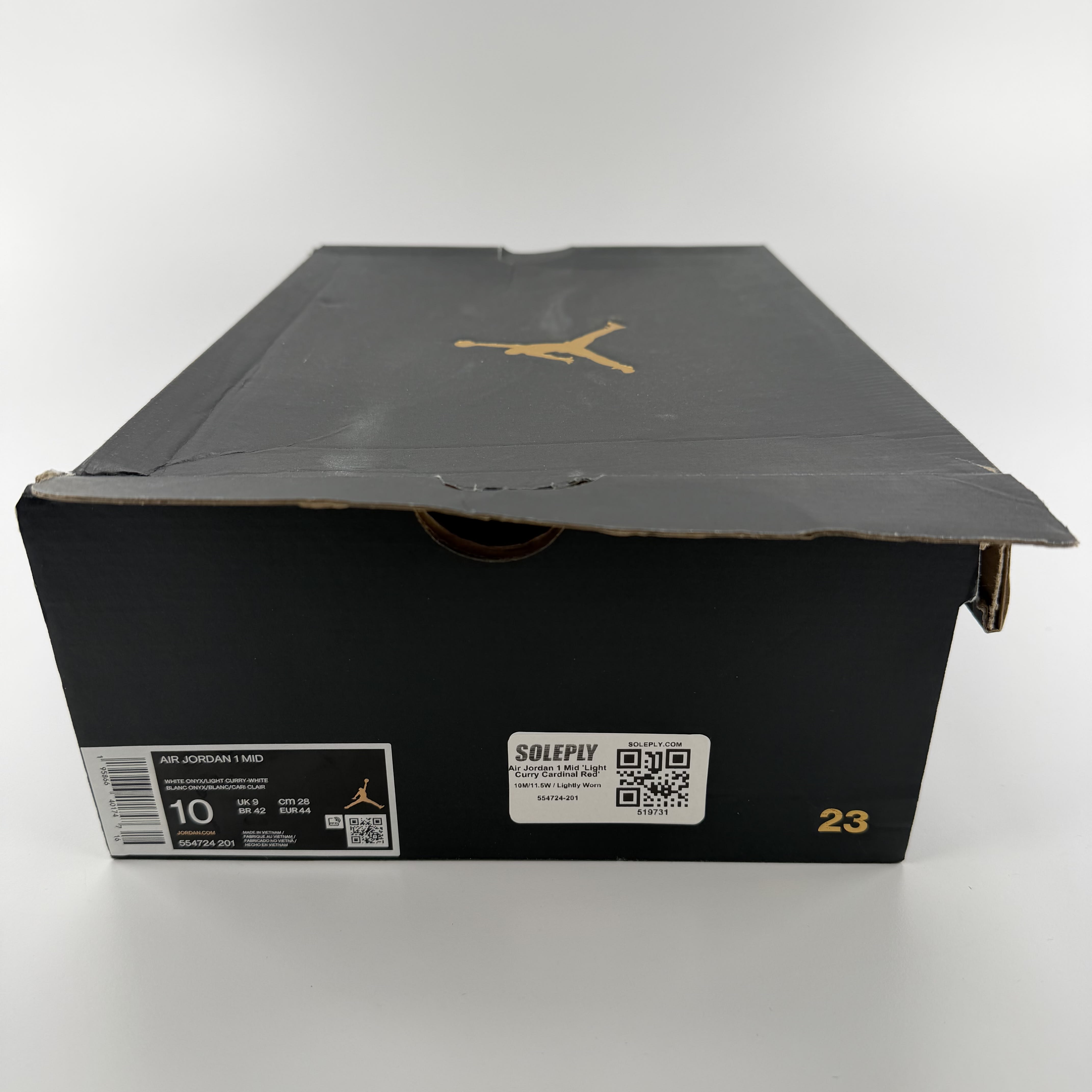 519731 Jordan 1 Mid Light Curry Cardinal