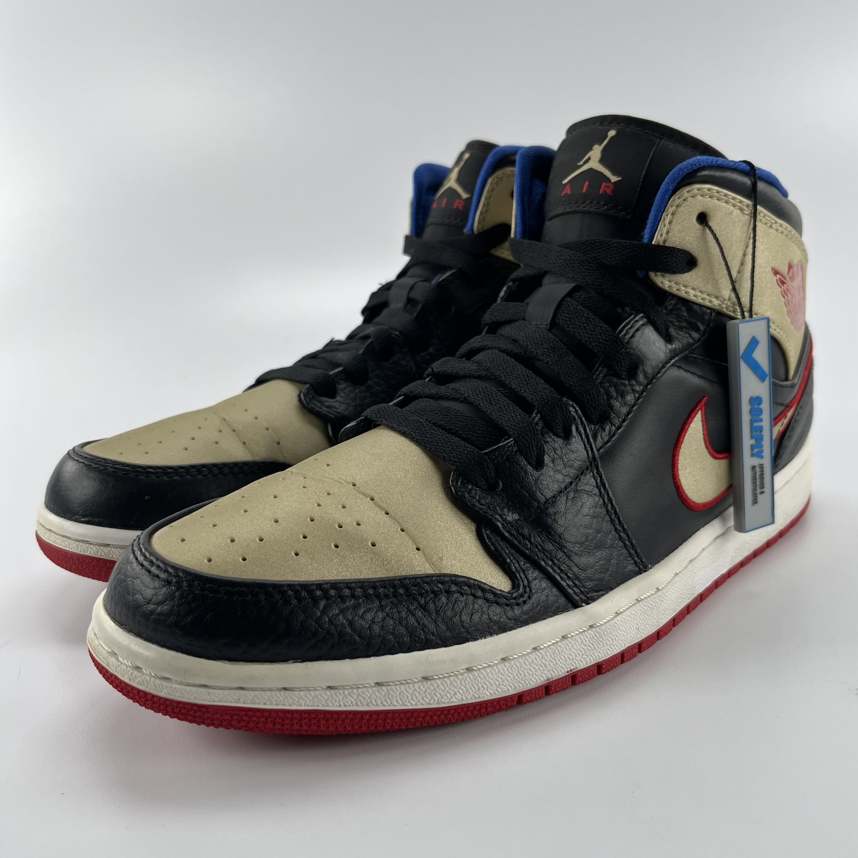 820982 Jordan 1 Mid Black Gold Red