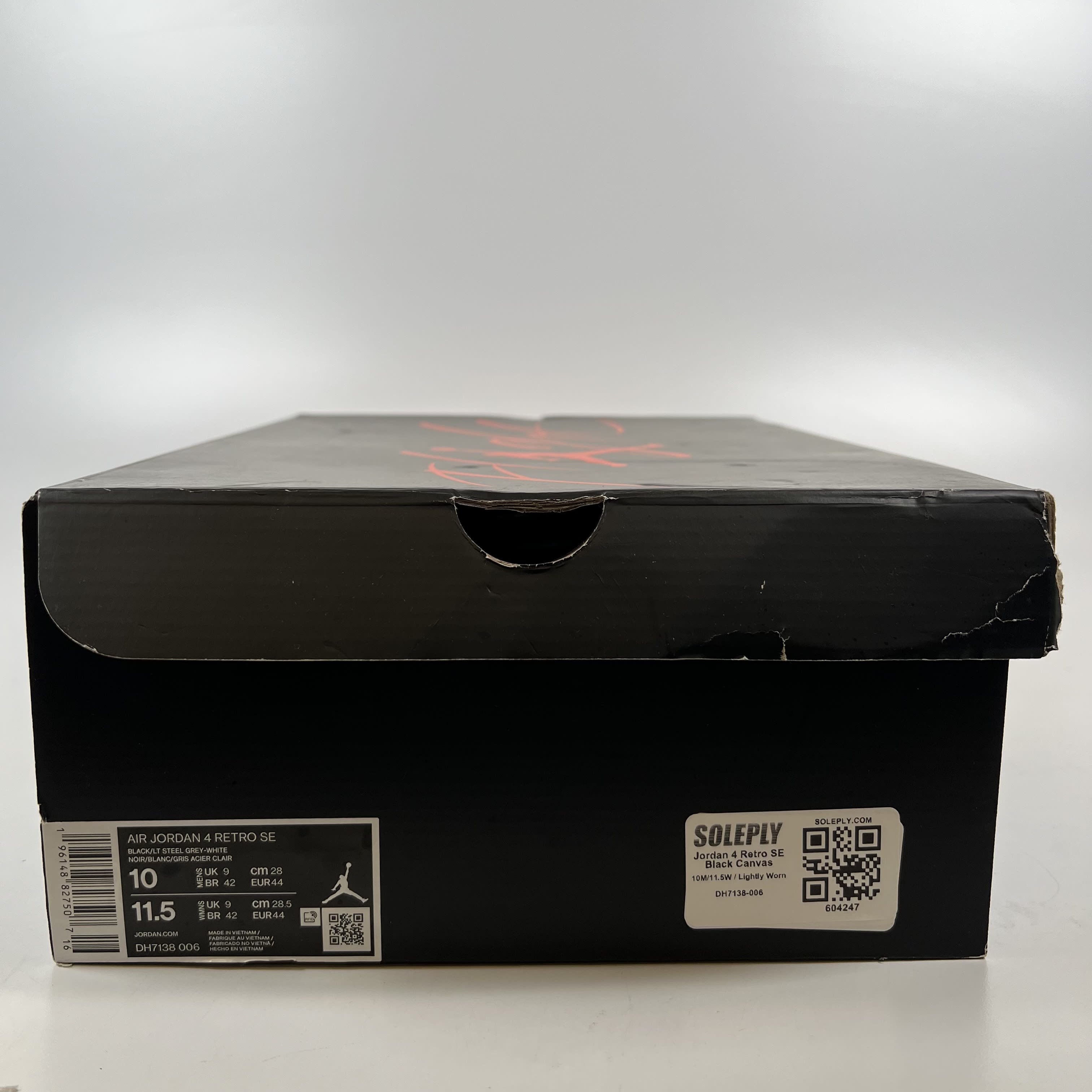 604247 Jordan 4 Retro SE Black Canvas