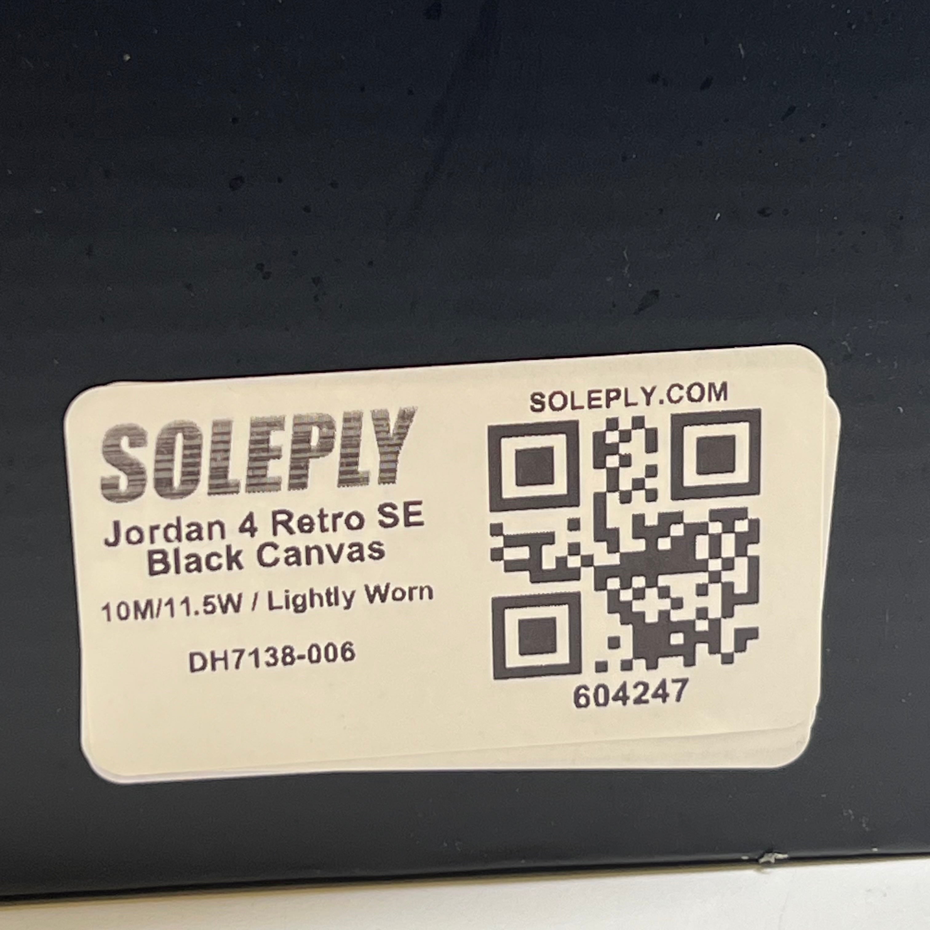604247 Jordan 4 Retro SE Black Canvas