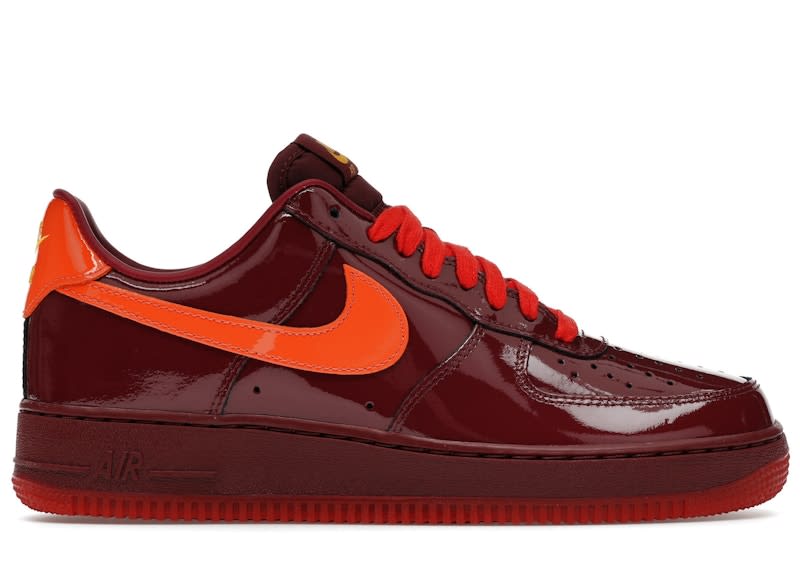 SP10294 Nike Air Force 1 Low Patent Leather Dark Team Red Safety Orange