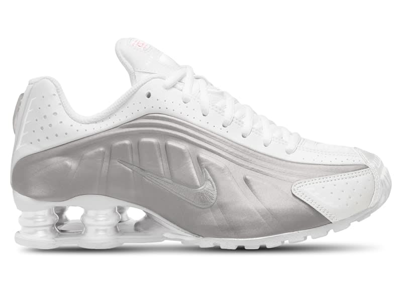SP11260 Nike Shox R4 White Bright Crimson Metallic Silver (GS)