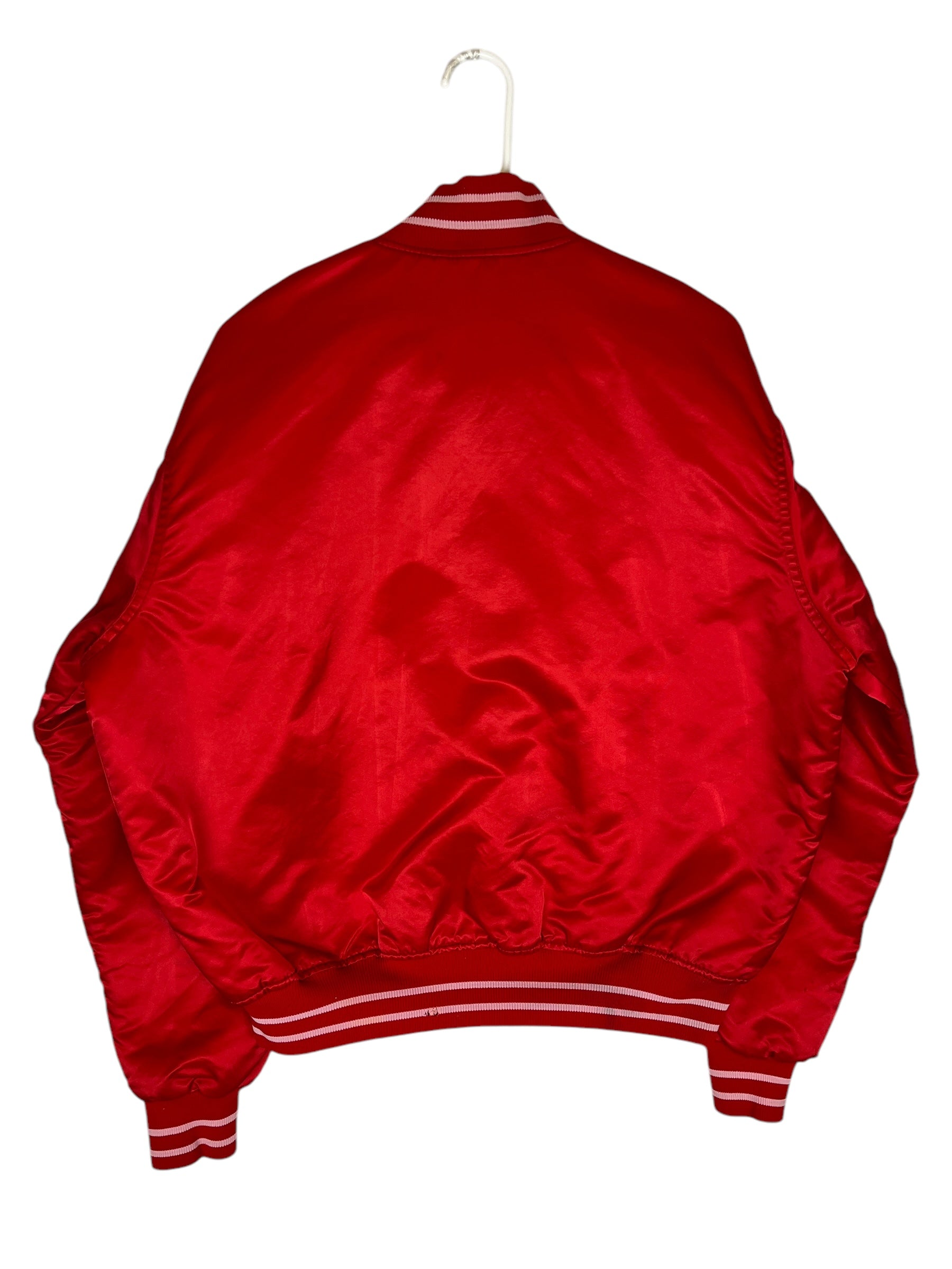 435601 (90s) Philadelphia Phillies Starter Satin Red Bomber Jacket