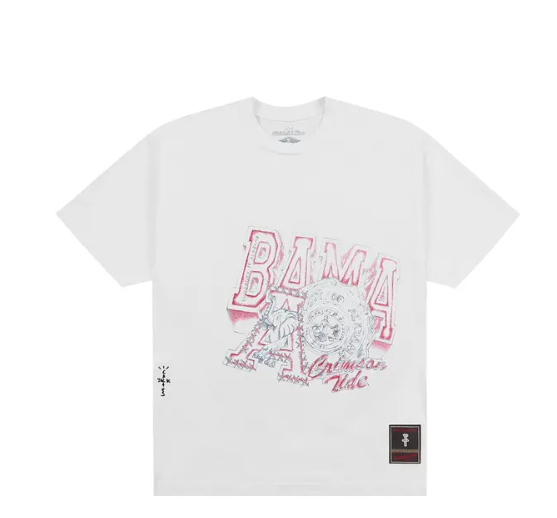 421829 Cactus Jack by Travis Scott x Mitchell & Ness University Of Alabama Handdrawn Tee 'White'