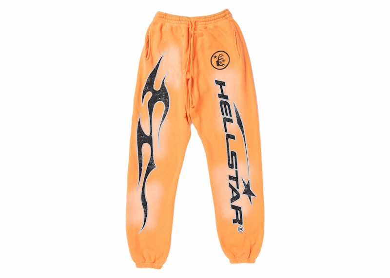 328387 Hellstar Fire Orange Closed Elastic Bottom Sweatpants Orange Dye