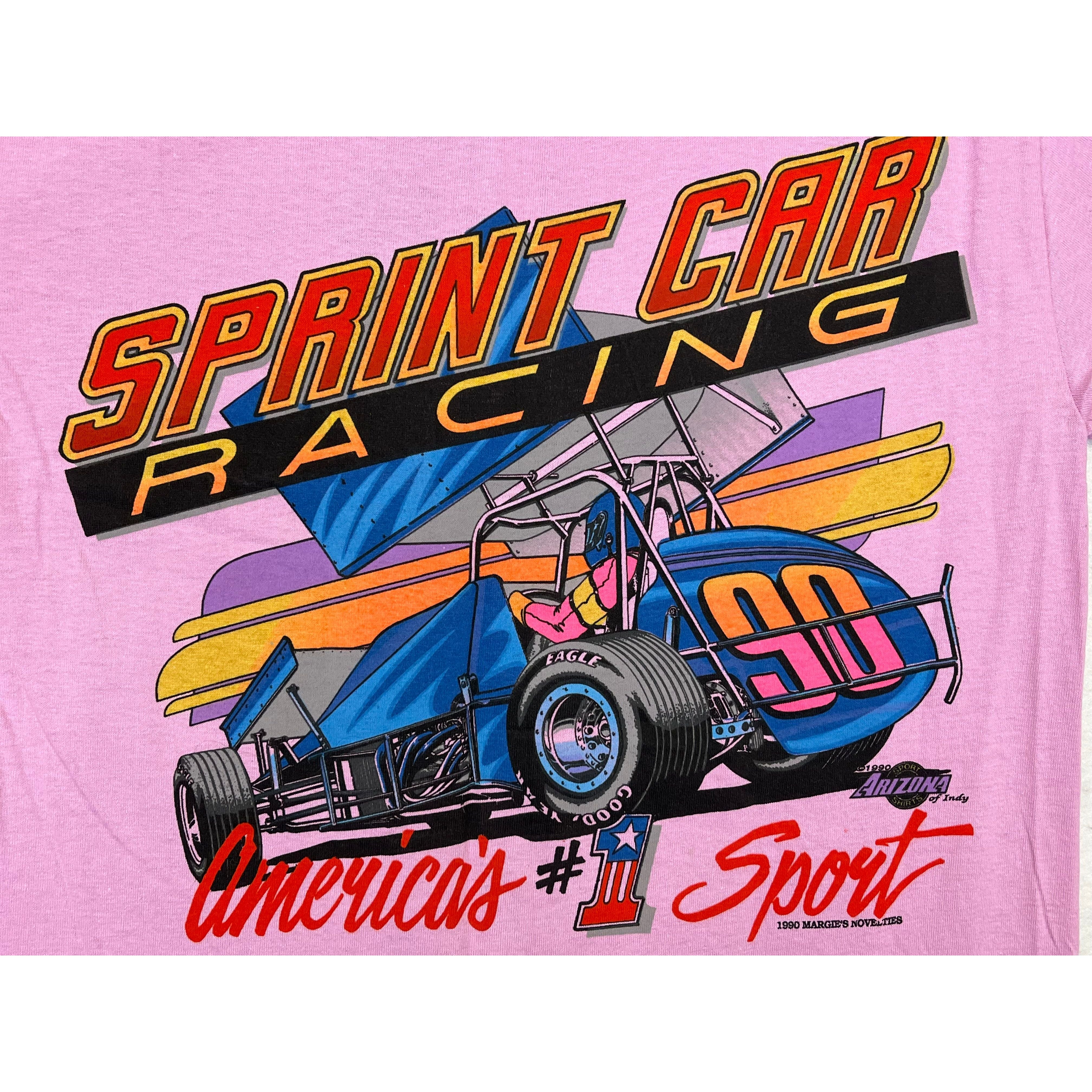 268957 (1990) Hard On It, Sprint Car Racing Double Sided Purple T-Shirt m