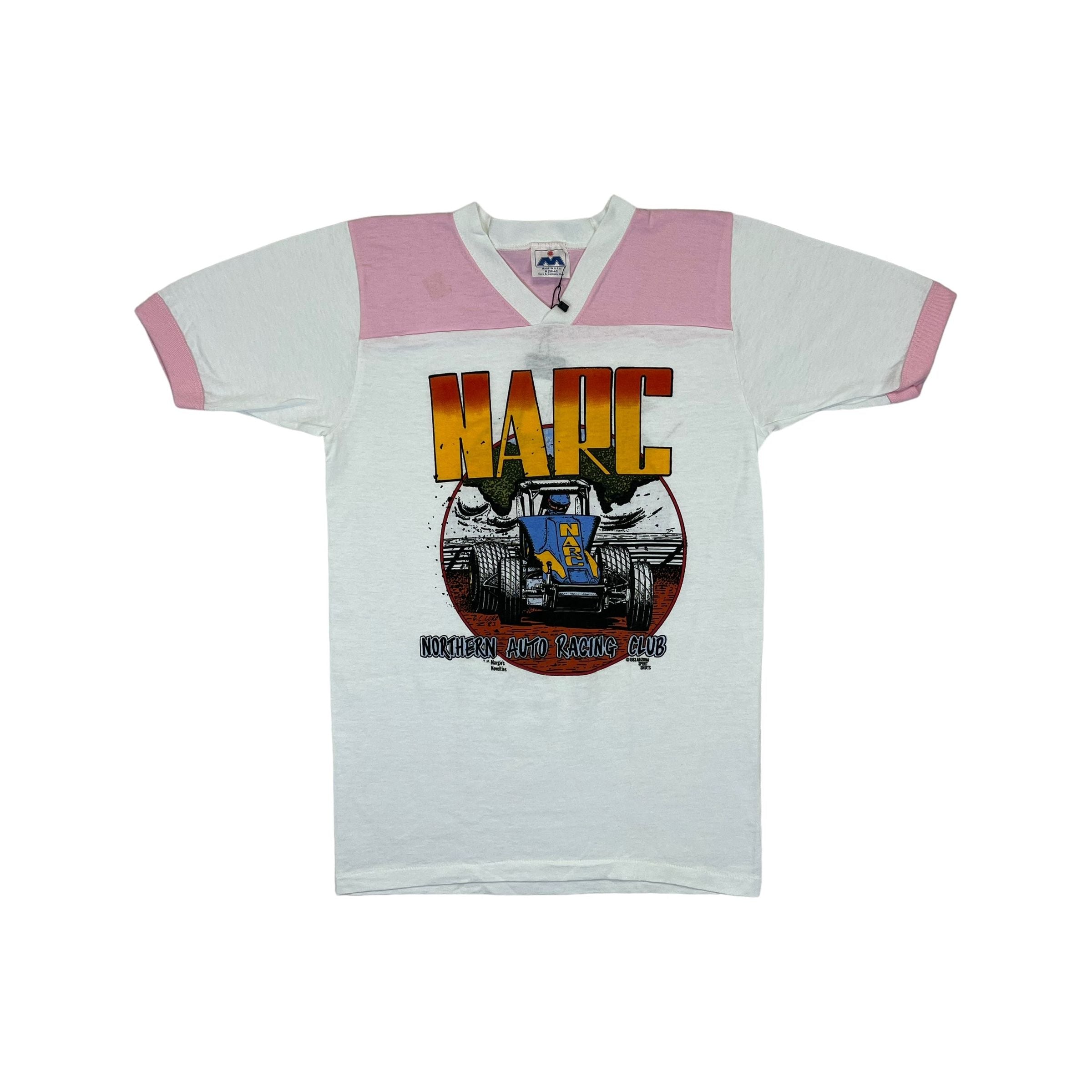 268874 (1983) NARC Northern Auto Racing Club Sprint Pink Ringer T-Shirt L