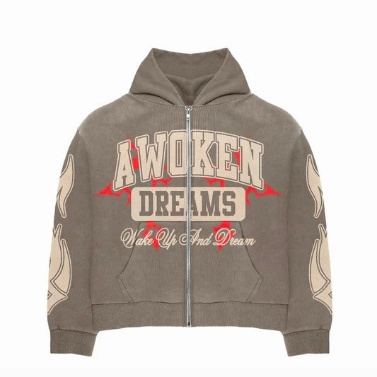 776150 Awoken Dreams Wake Up And Dream Zip Up Mocha