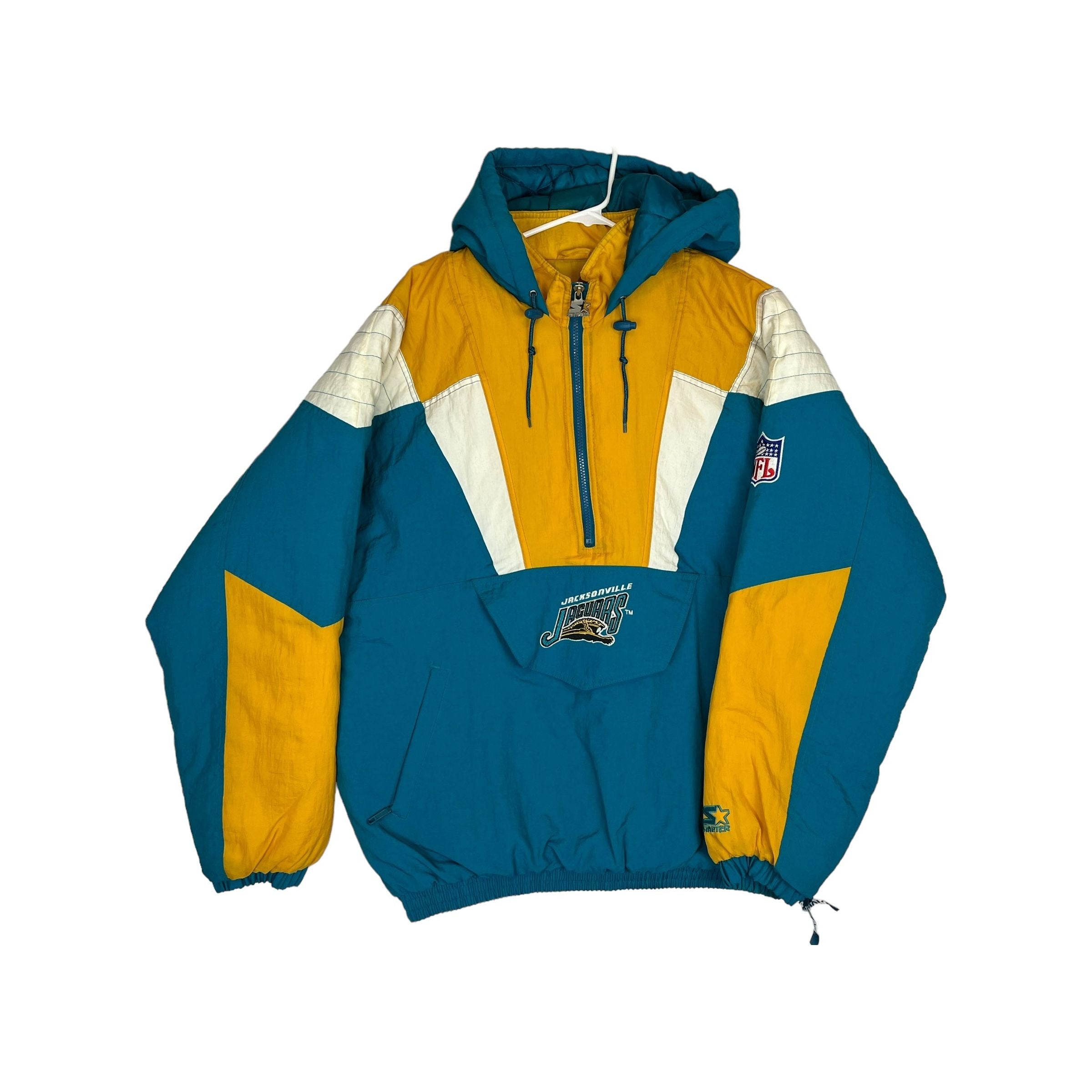 265207 (90s) Jacksonville Jaguars NFL 'Banned Logo' Starter Puffer Jacket