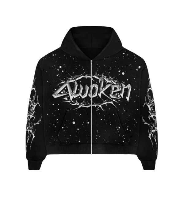 774316 Awoken Dreams Chrome Black Zip Hoodie