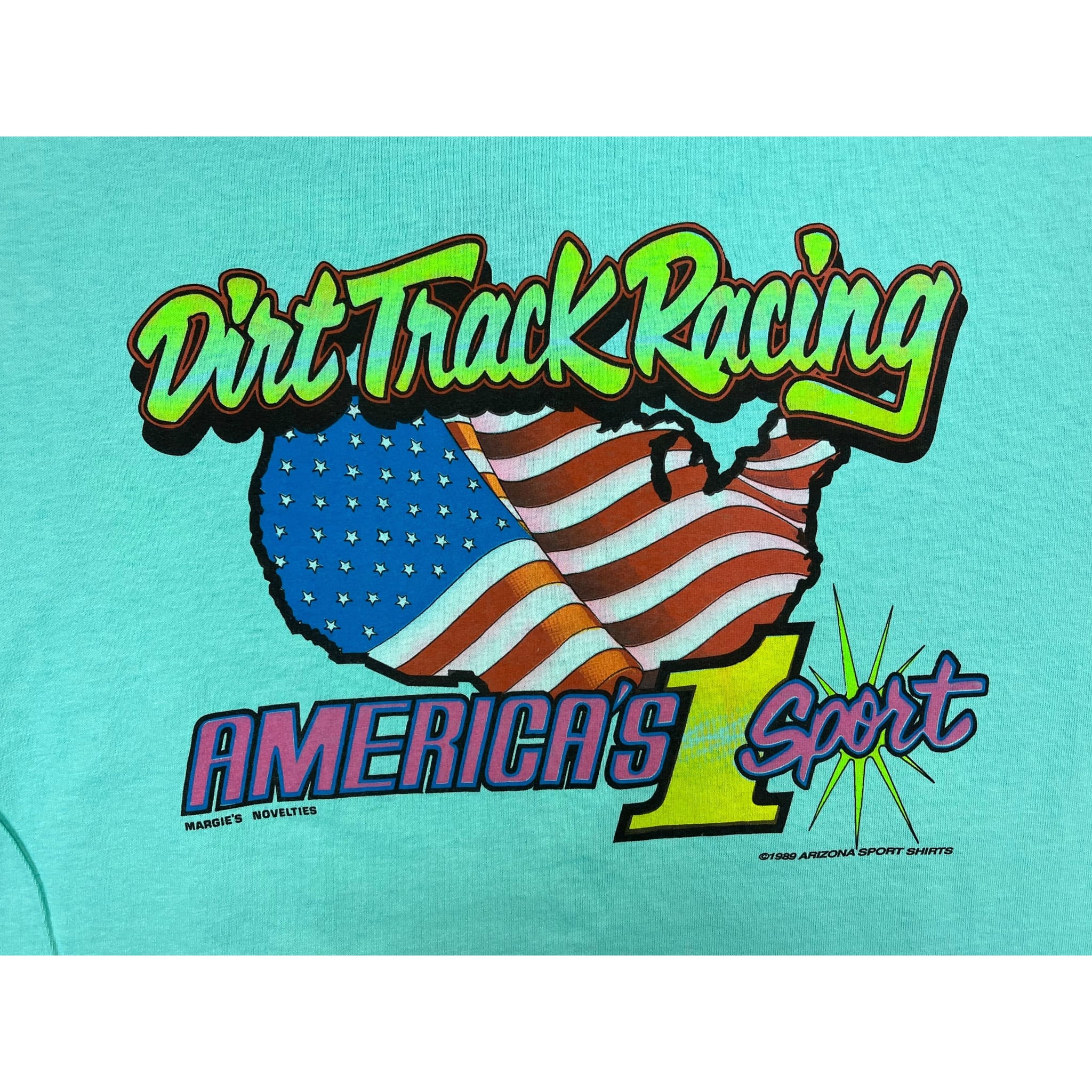 268987 (1990) Mud, Sweat, & Gears Sprint Car Dirt Racing Sea Green T-Shirt