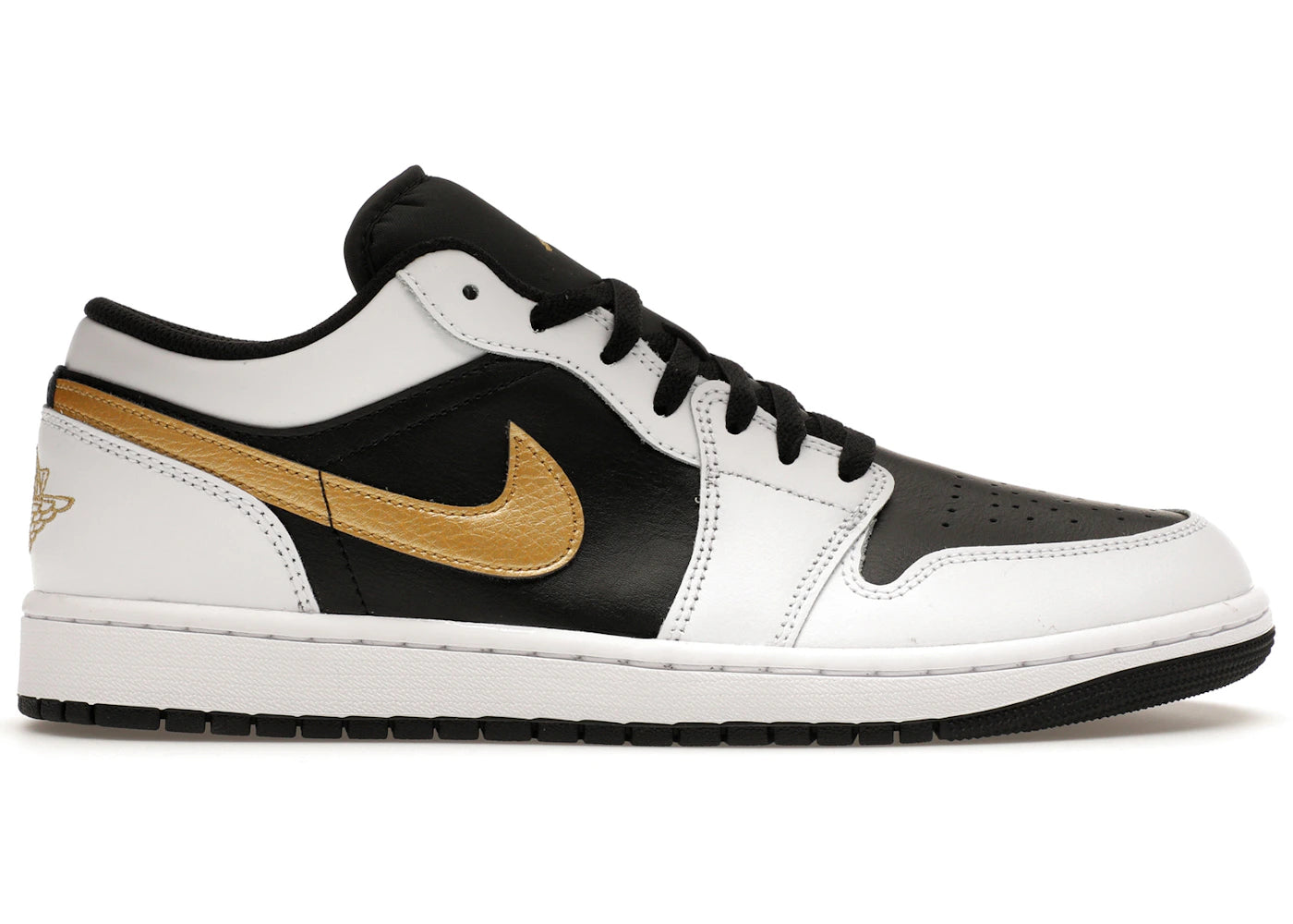 SP7060 Jordan 1 Low White Black Metallic Gold Swoosh