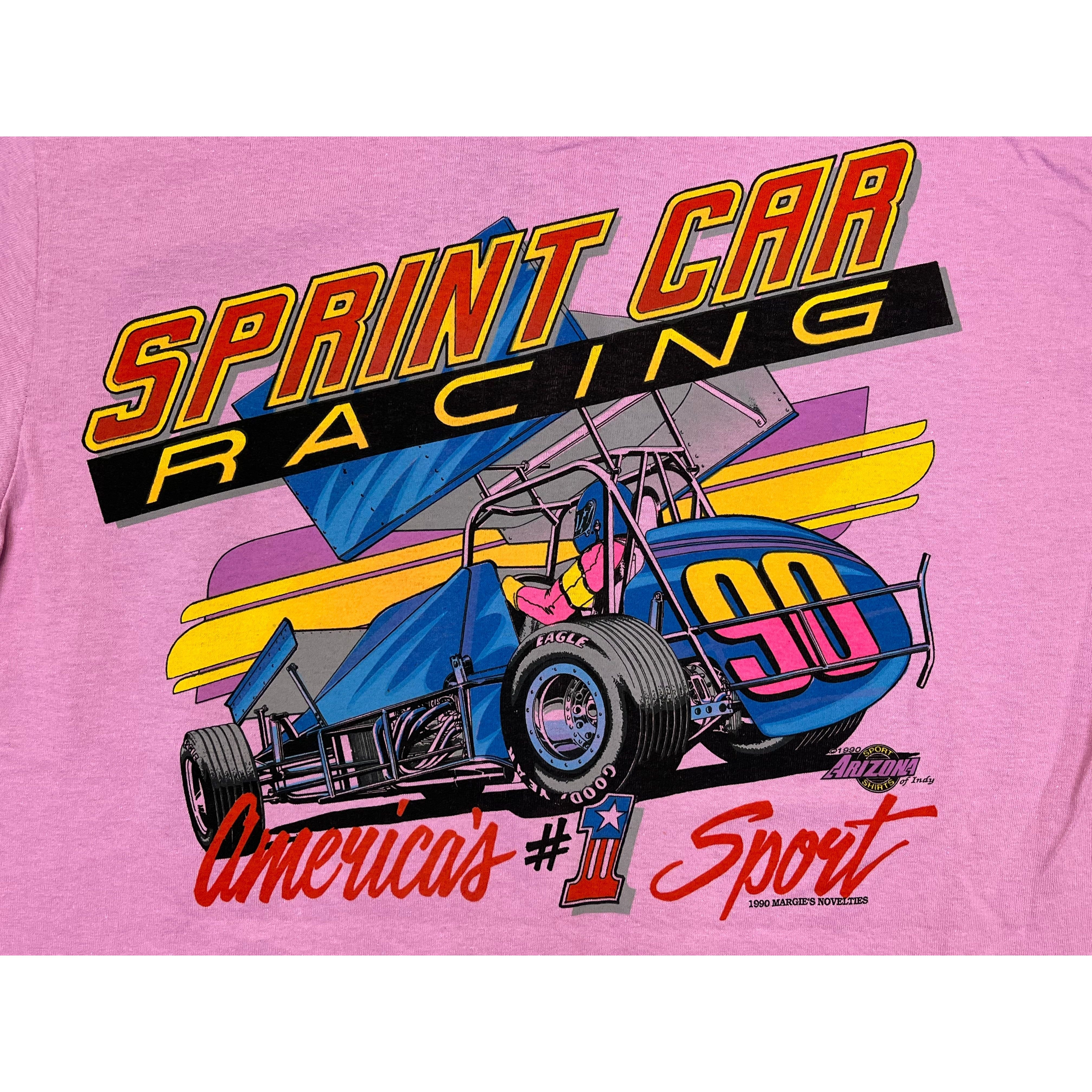 268983 (1990) Mud, Sweat, & Gears Sprint Car Dirt Racing Purple T-Shirt