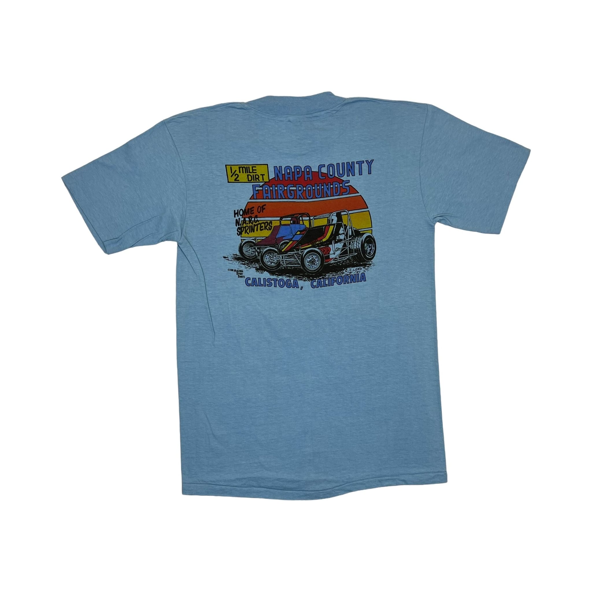 268930 (1981) On the 8th Day God Created... Dirt Track Racing Blue T-Shirt