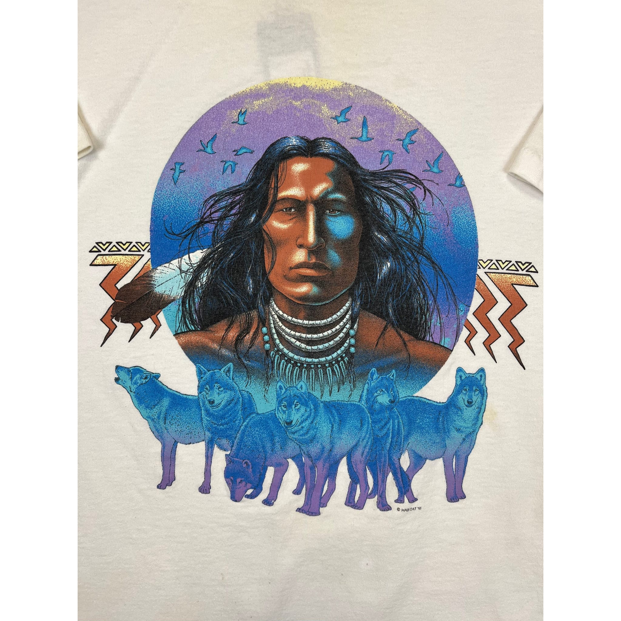 272625 (1991) Habitat Wolf Pack Native American Tribal T-Shirt