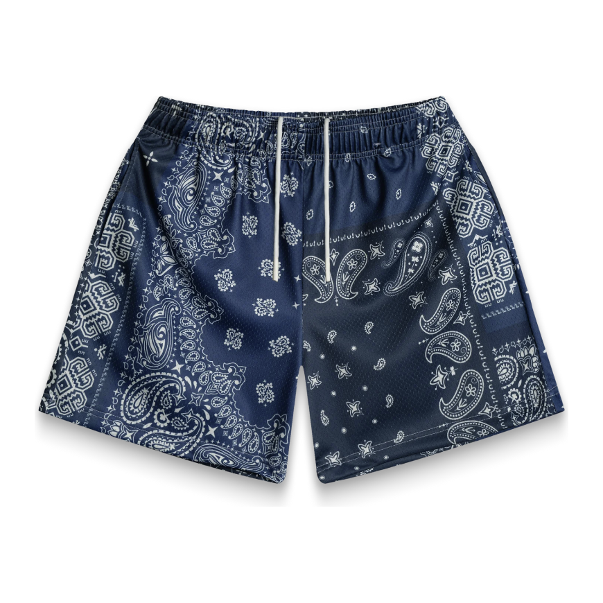 610760 Bravest Studios Patchwork Paisley Shorts 'Navy'