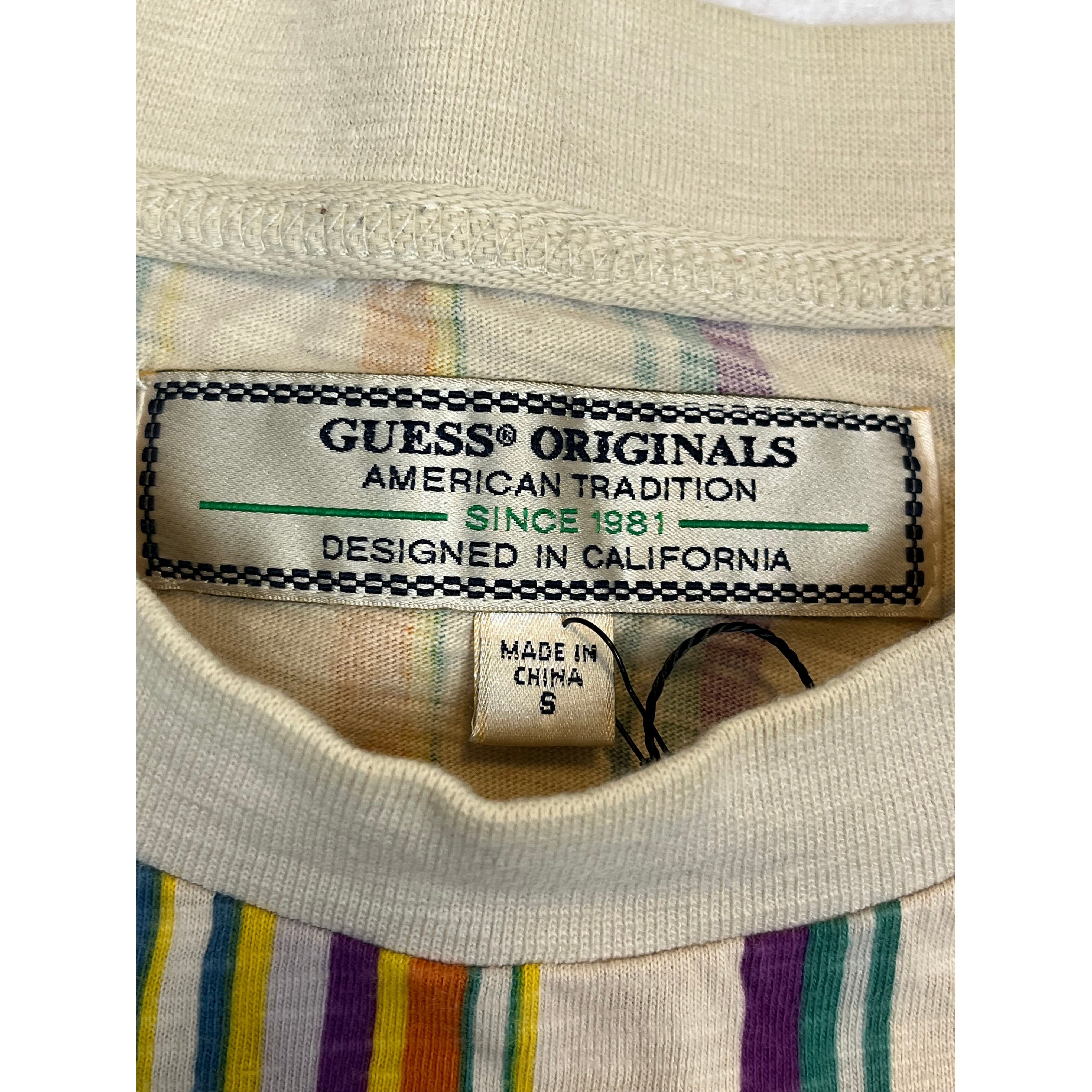 264697 (modern) Guess Multi Color Vertical Striped T-Shirt