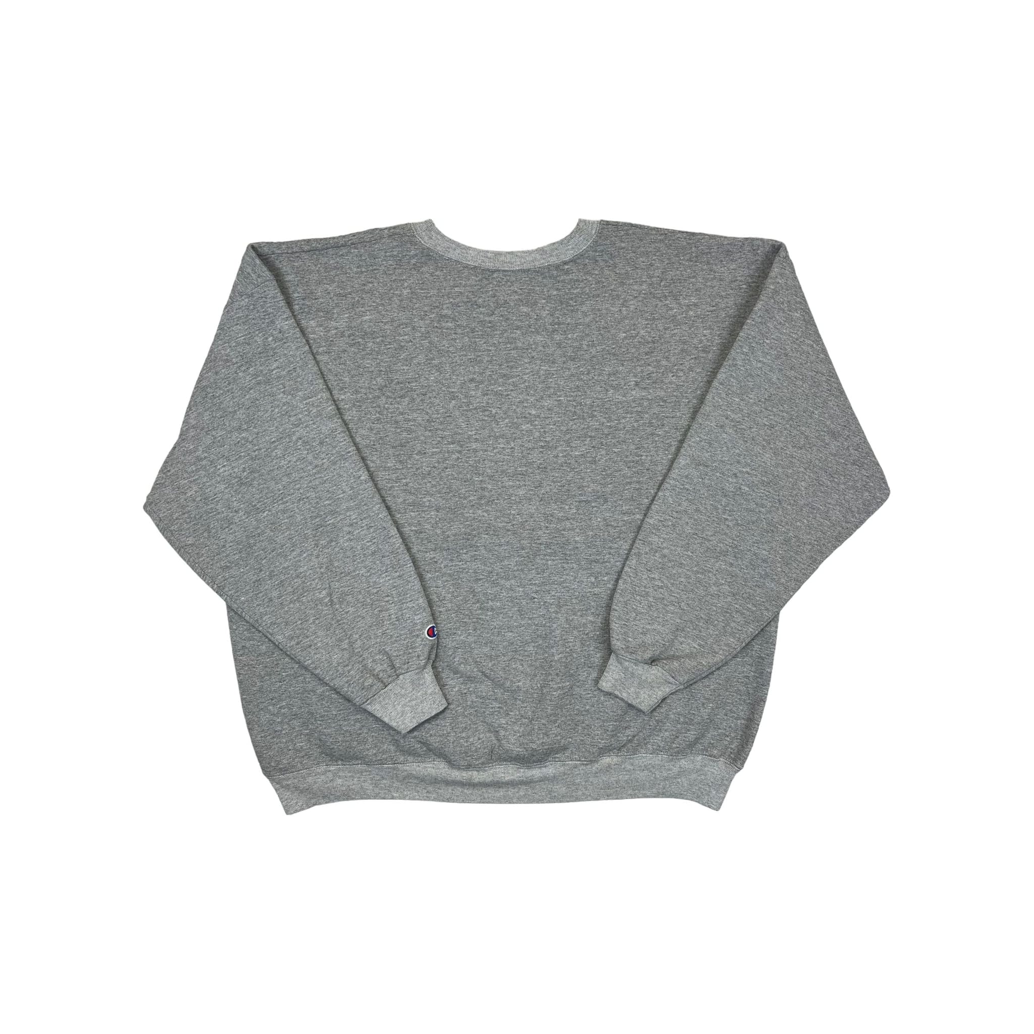 272758 (90s) Champion Spell-Out Script Logo Heather Gray Crewneck