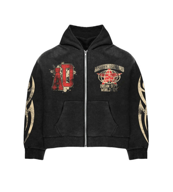 774722 Awoken Dreams Black Varsity Zip Hoodie