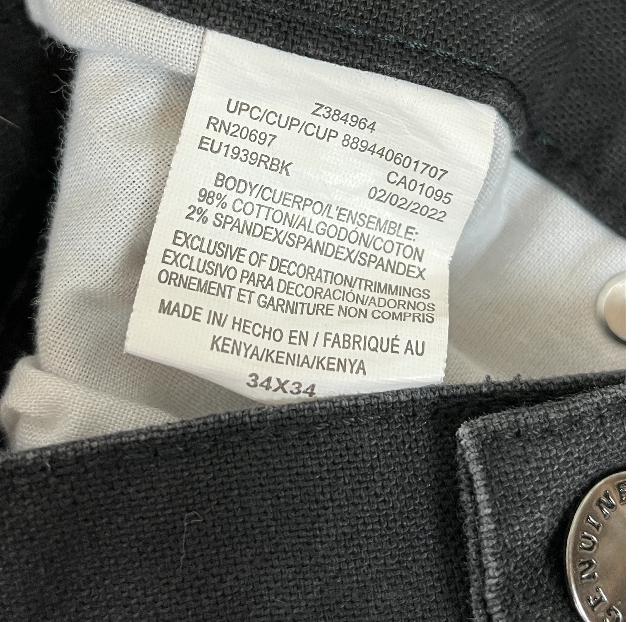 413708 (modern) 34x34 Dickies Black Carpenter Work Pants