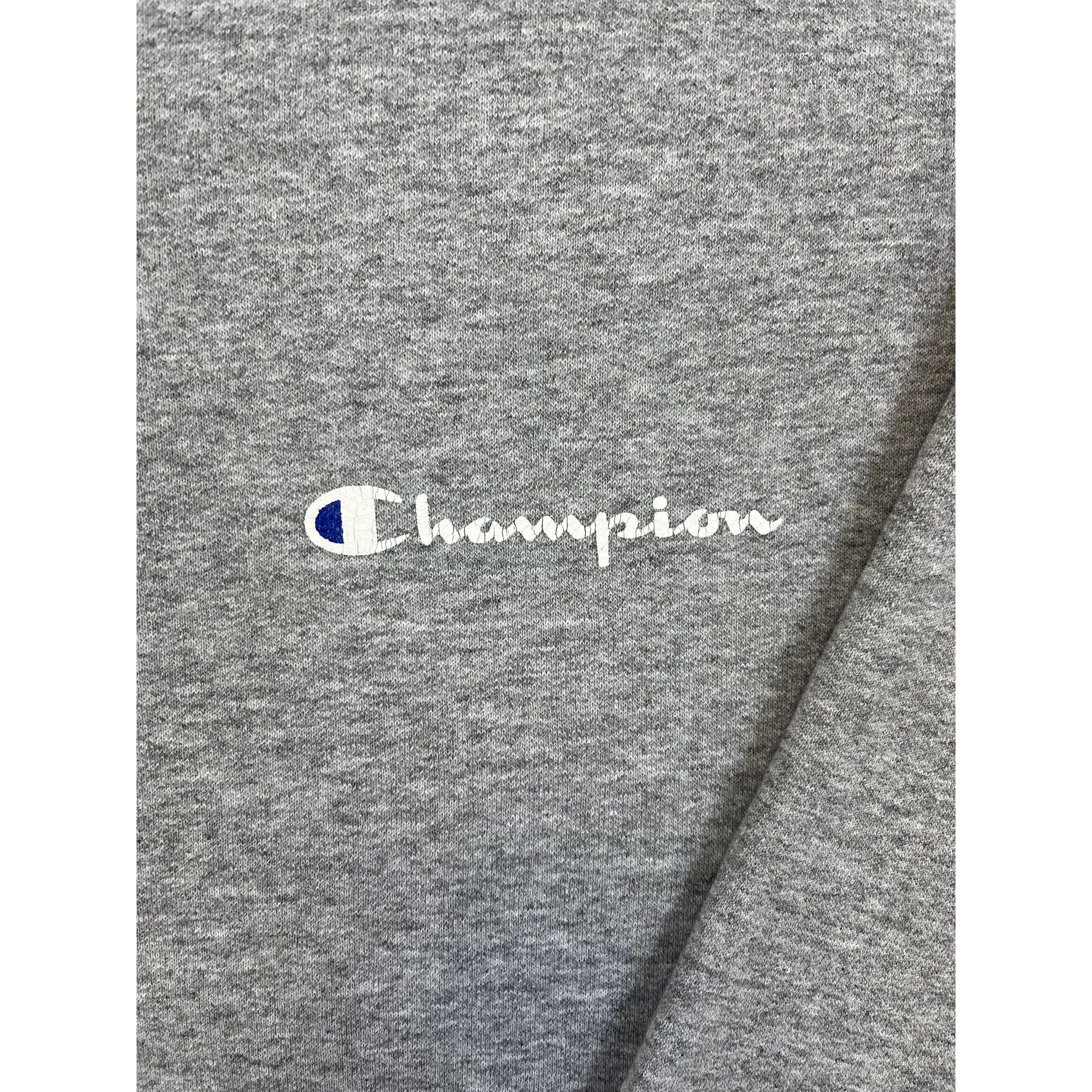 272758 (90s) Champion Spell-Out Script Logo Heather Gray Crewneck