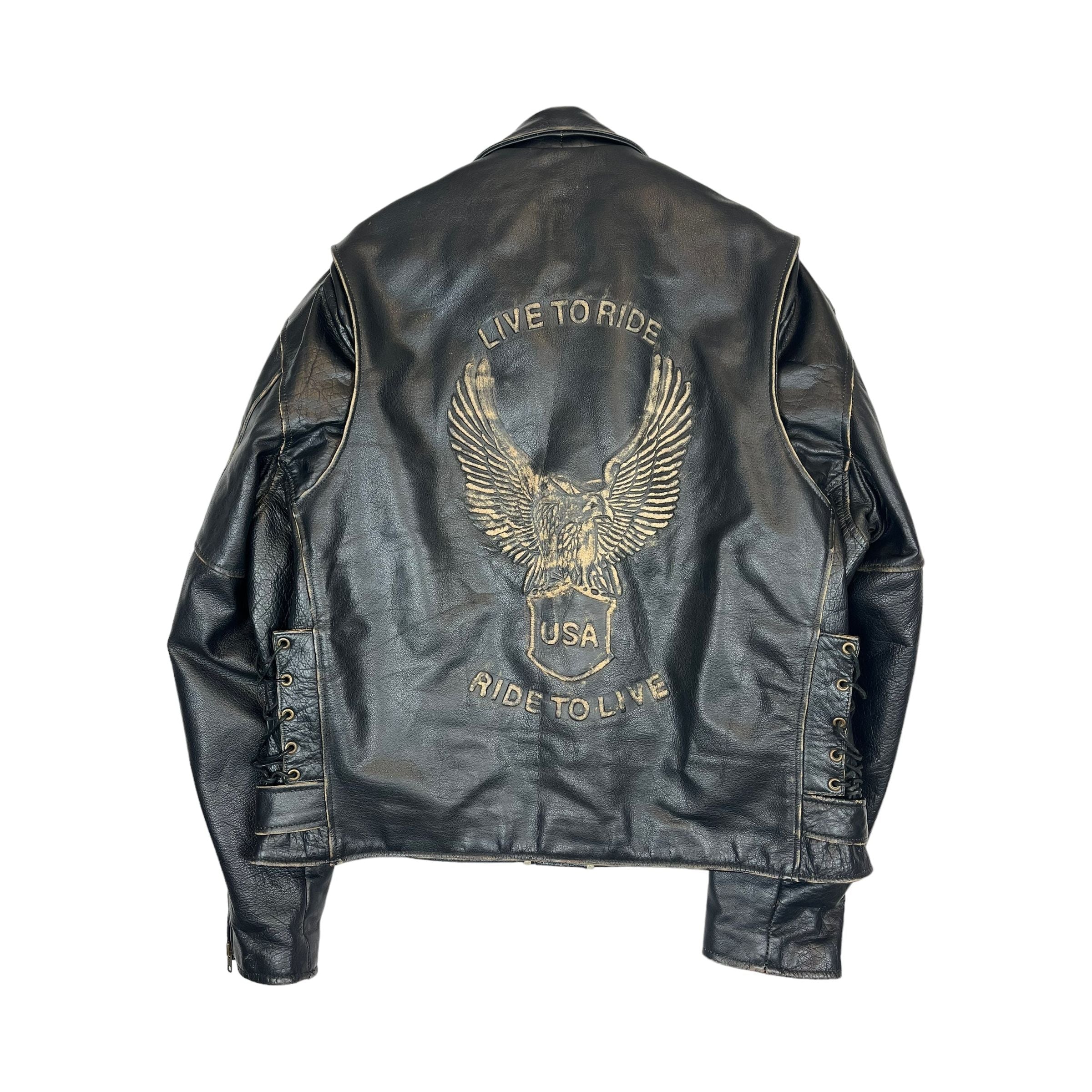 268025 (00s) Unik 'Live to Ride' Motorcycle Biker Leather Jacket