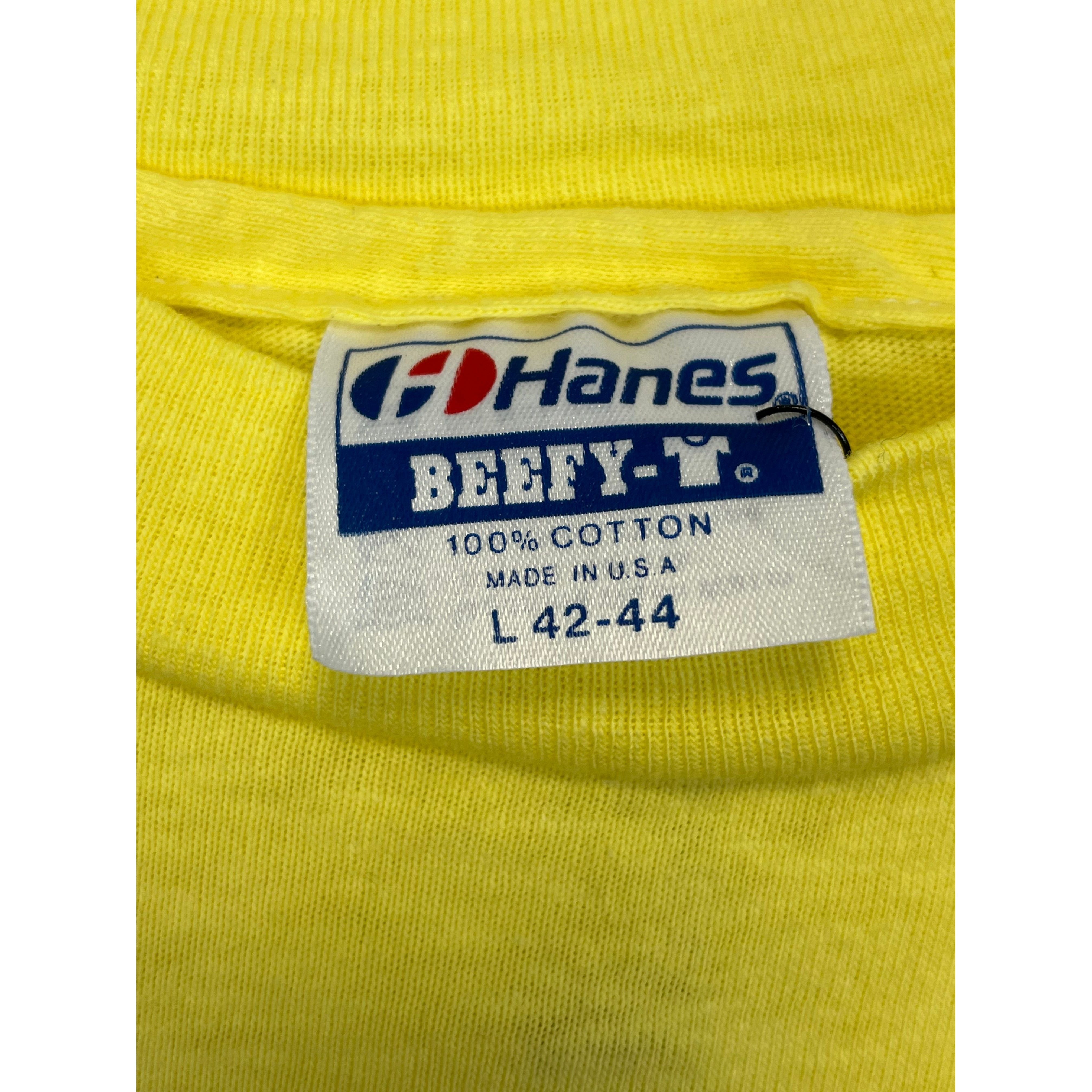 269024 (1990) Shit Happens, Sprint Car Racing Double Sided Yellow T-Shirt L