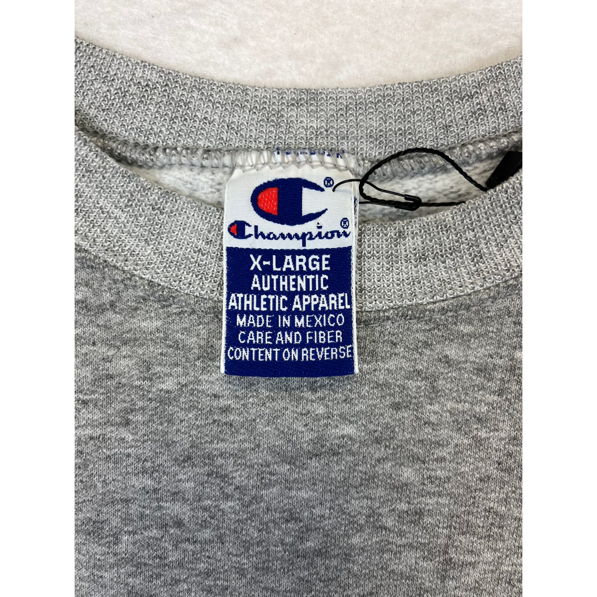 272758 (90s) Champion Spell-Out Script Logo Heather Gray Crewneck