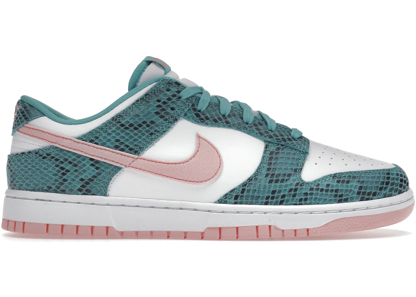 715635 Nike Dunk Low Snakeskin Washed Teal Bleached Coral