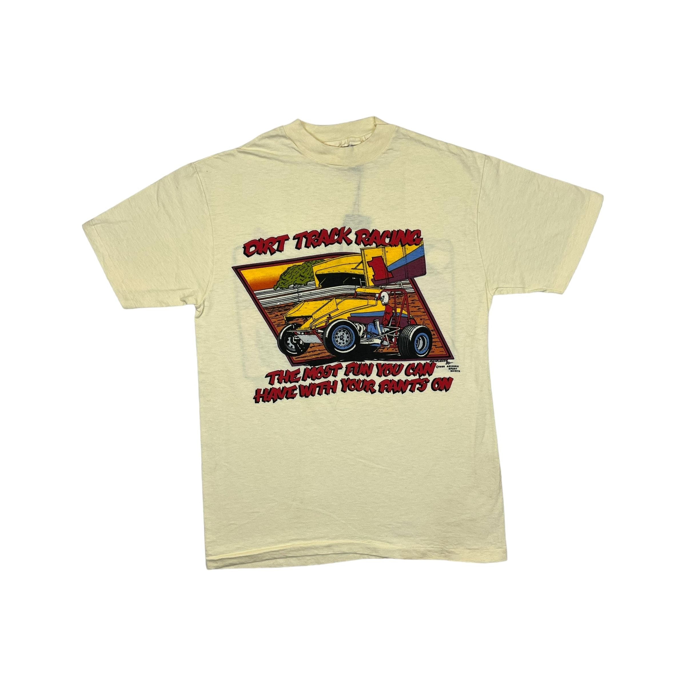 268898 (1986) Dirt Track Racing The Most Fun.. With Your Pants On Beige T-Shirt