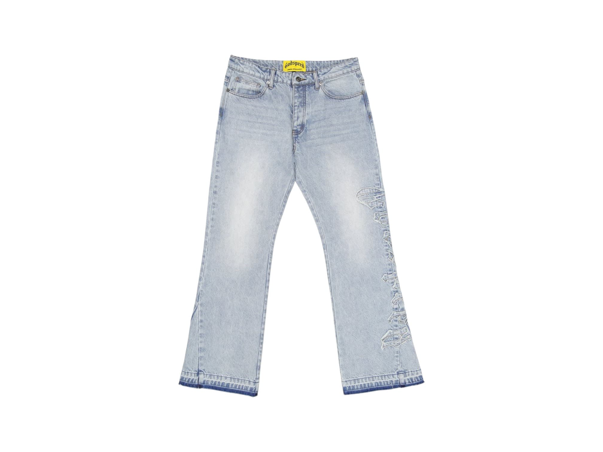 SP1901 Godspeed OG Logo Flared Denim Stitched Blue