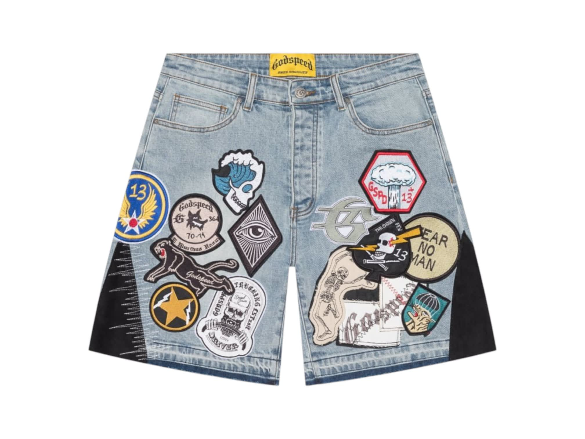 SP860 Godspeed Patchwork Denim Shorts V2 Blue