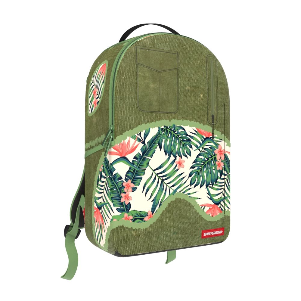 SP4487 Sprayground Tropical Oasis Tactical Backpack Olive