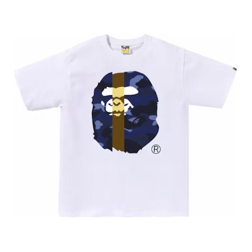 258070 BAPE Color Camo Transform Big Ape Head Tee 'White/Navy'