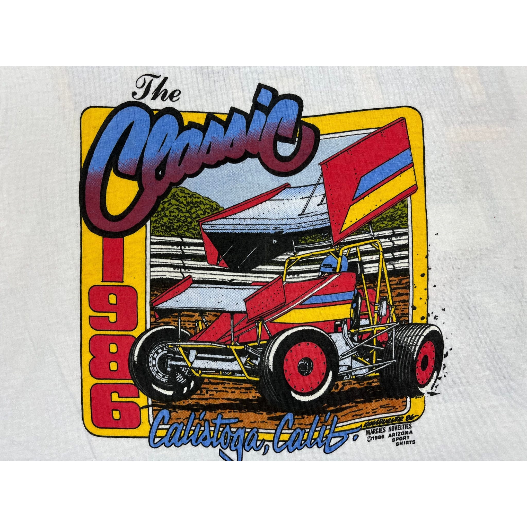 268871 (1986) The Classic, Calistoga California Sprint Car Racing White T-Shirt