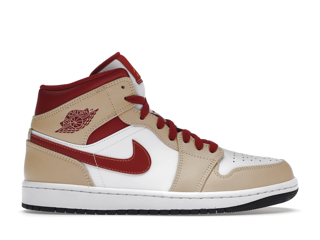 519731 Jordan 1 Mid Light Curry Cardinal